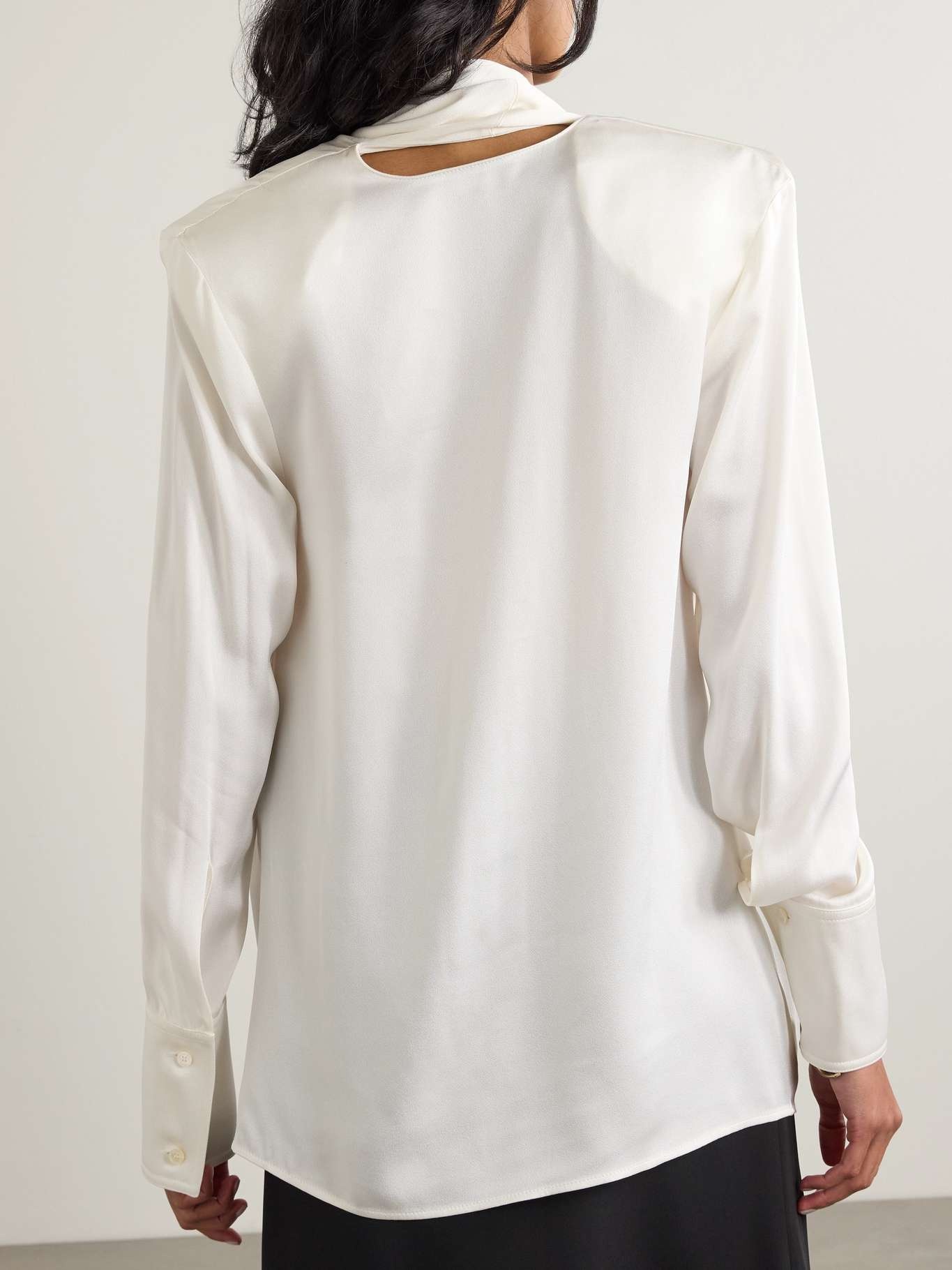 Tasseled draped satin-crepe blouse - 3