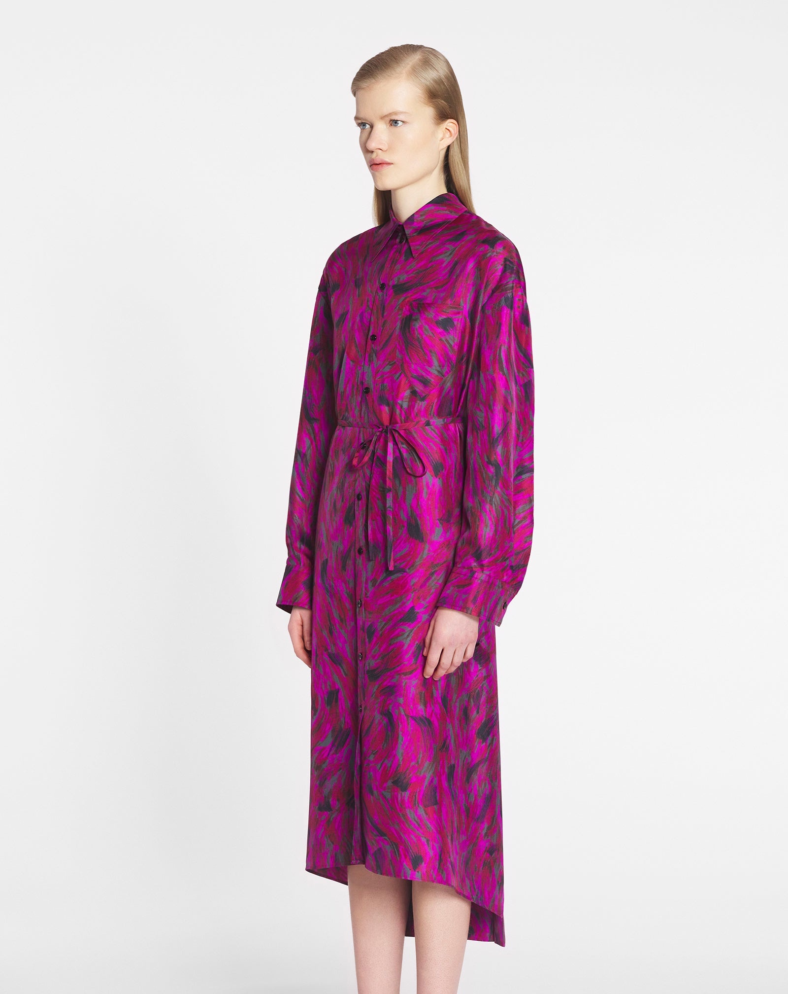 PRINTED SHIRT DRESS WITH PLEATS - 3