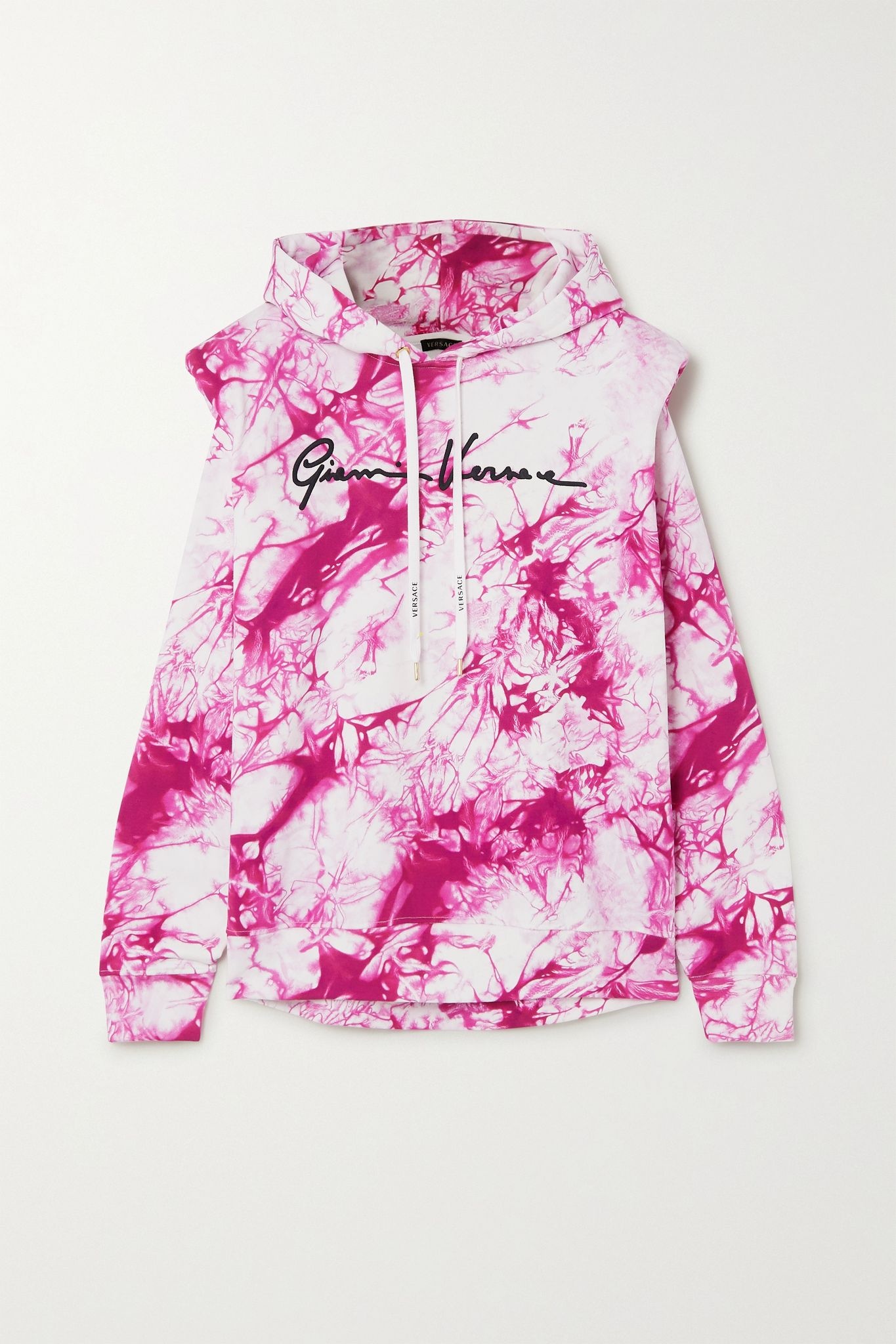 Embroidered tie-dyed cotton-jersey hoodie - 1