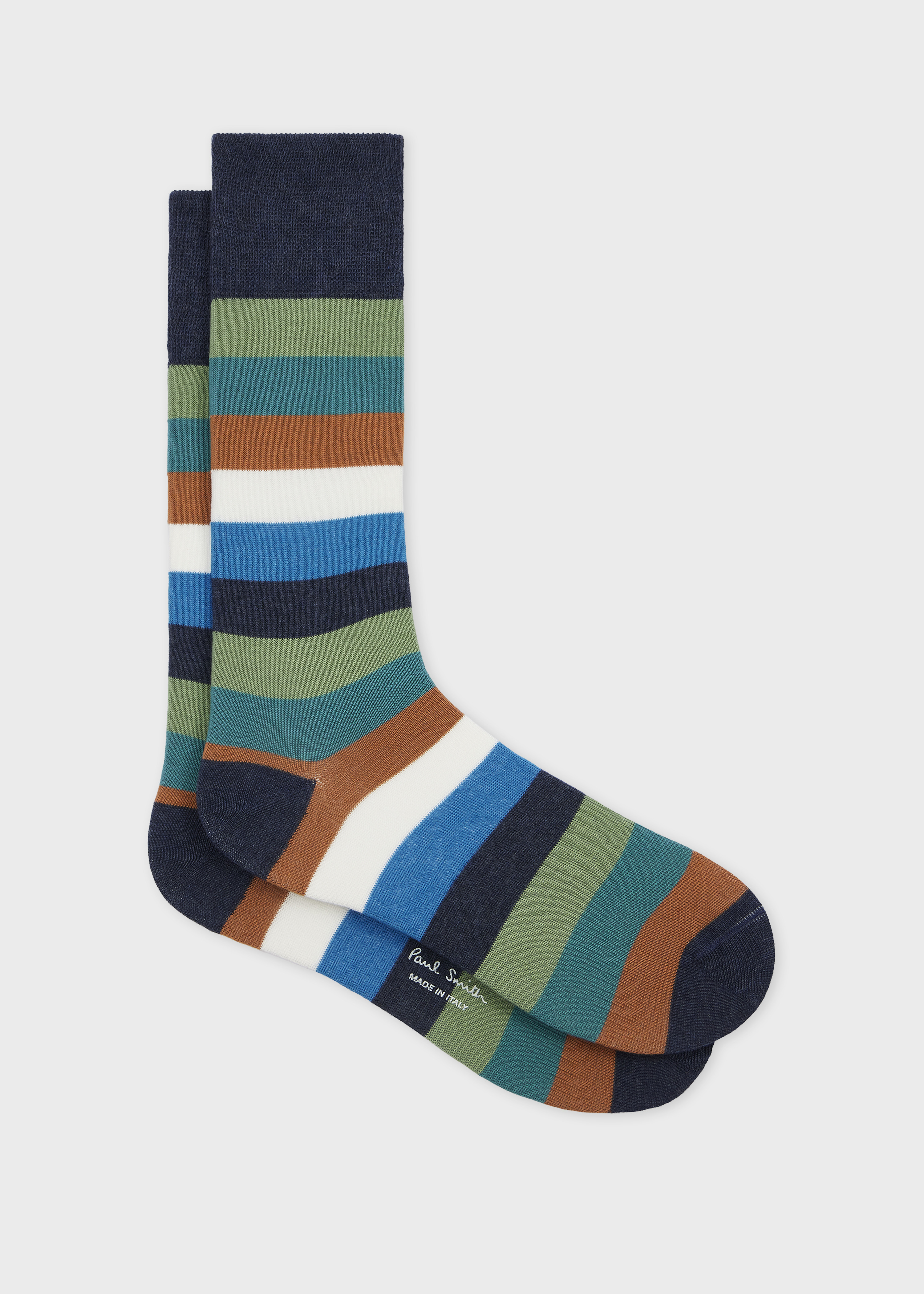 Cotton-Blend Multicolour Stripe Socks - 1
