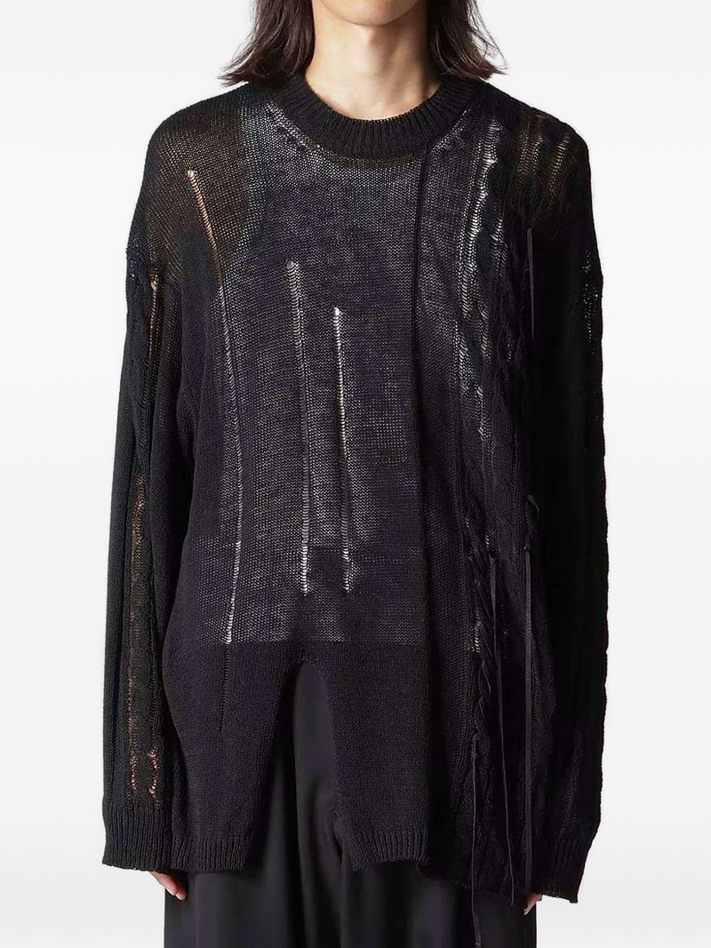 Yohji Yamamoto distressed crew-neck sweater outlook