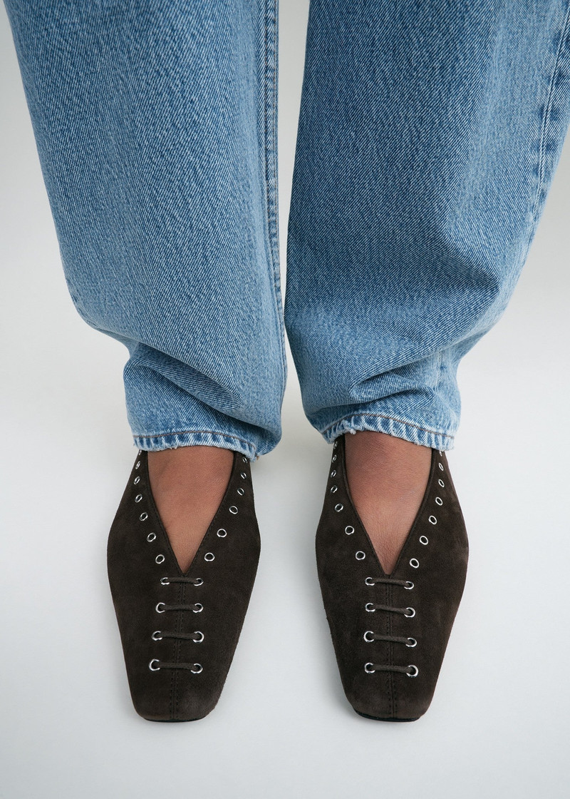 Totême Suede lace-up ballerinas pepper outlook