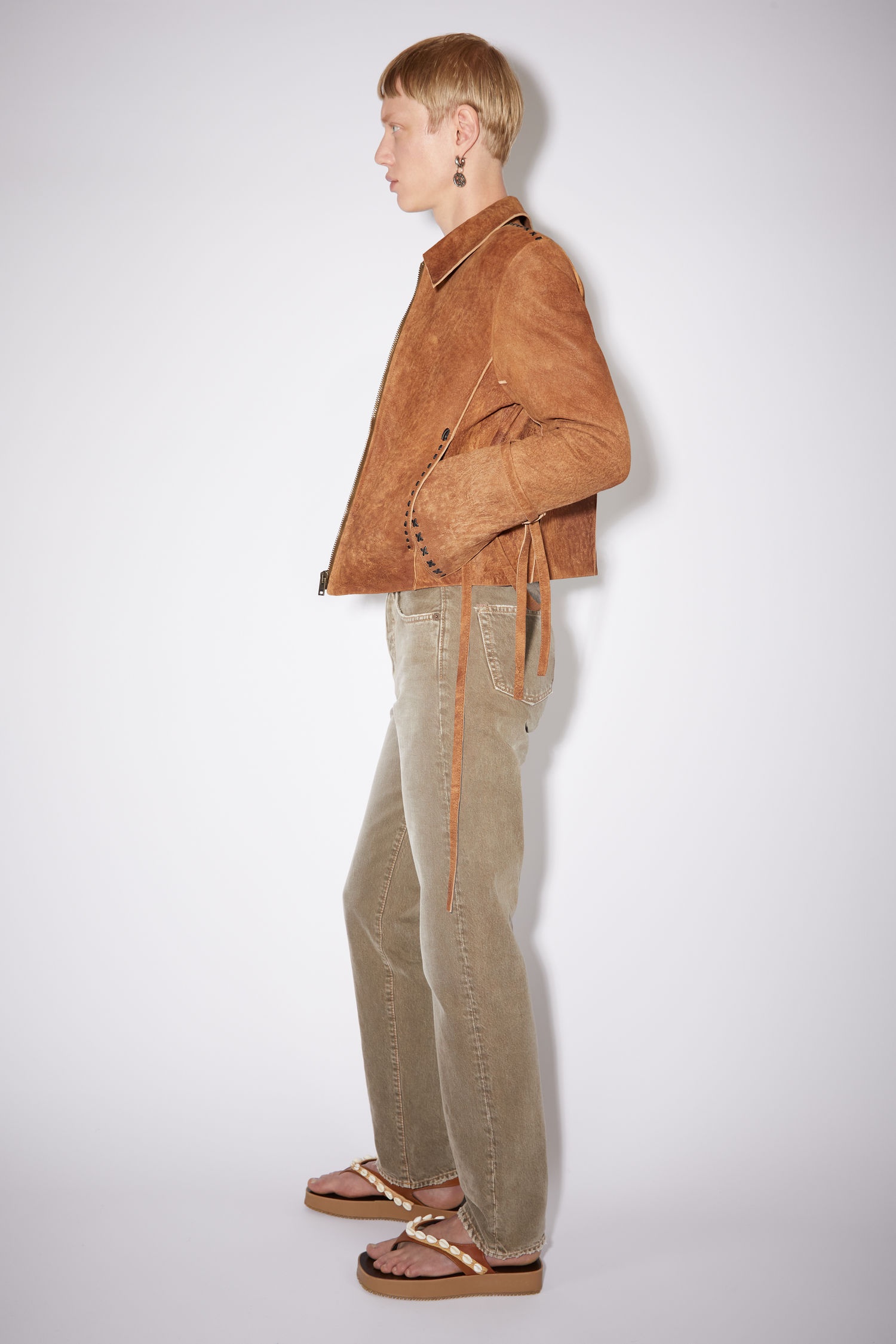 Suede leather jacket - Light beige/brown - 4