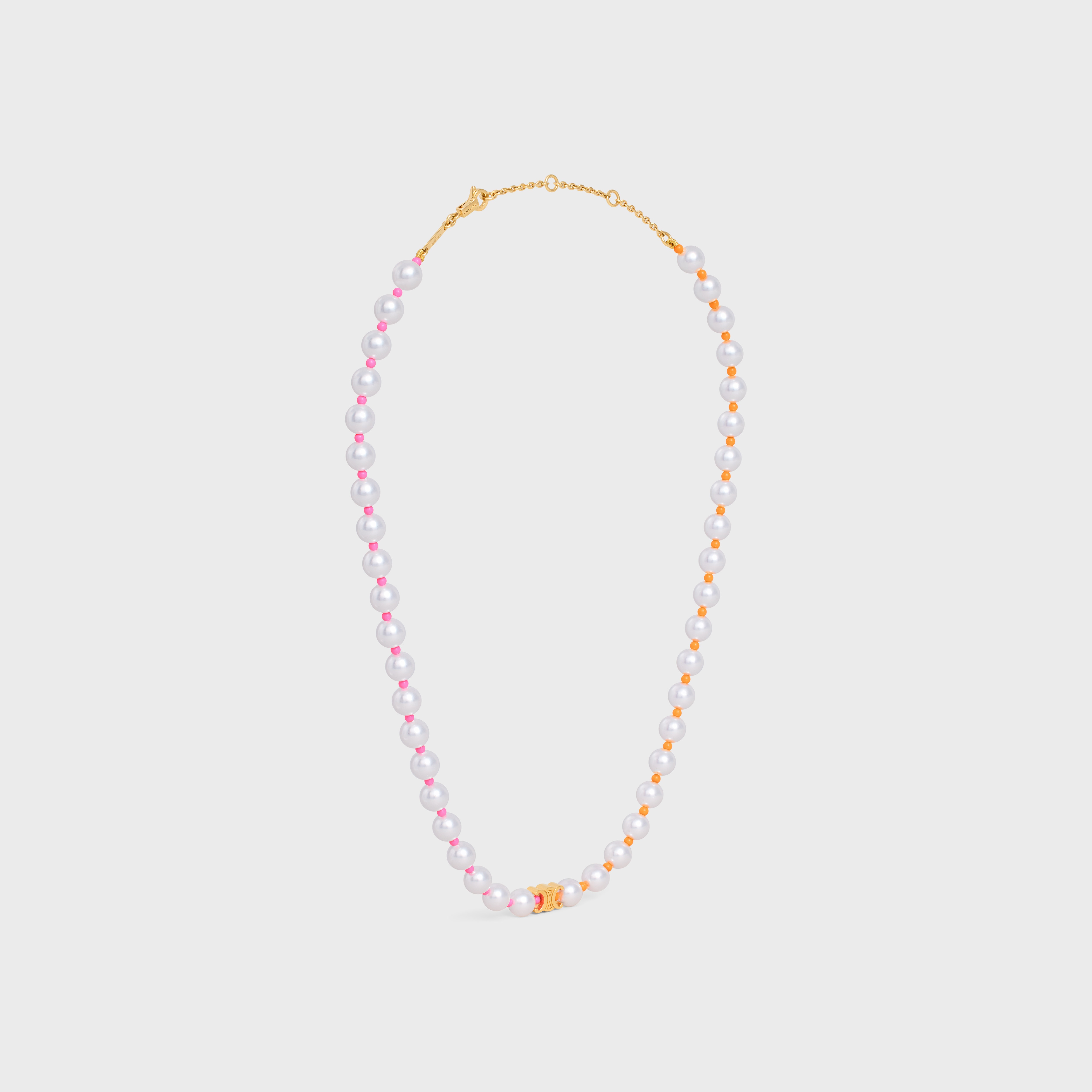 Celine Plage Pearl Necklace in Brass with Gold Finish and Resin Pearls - 3