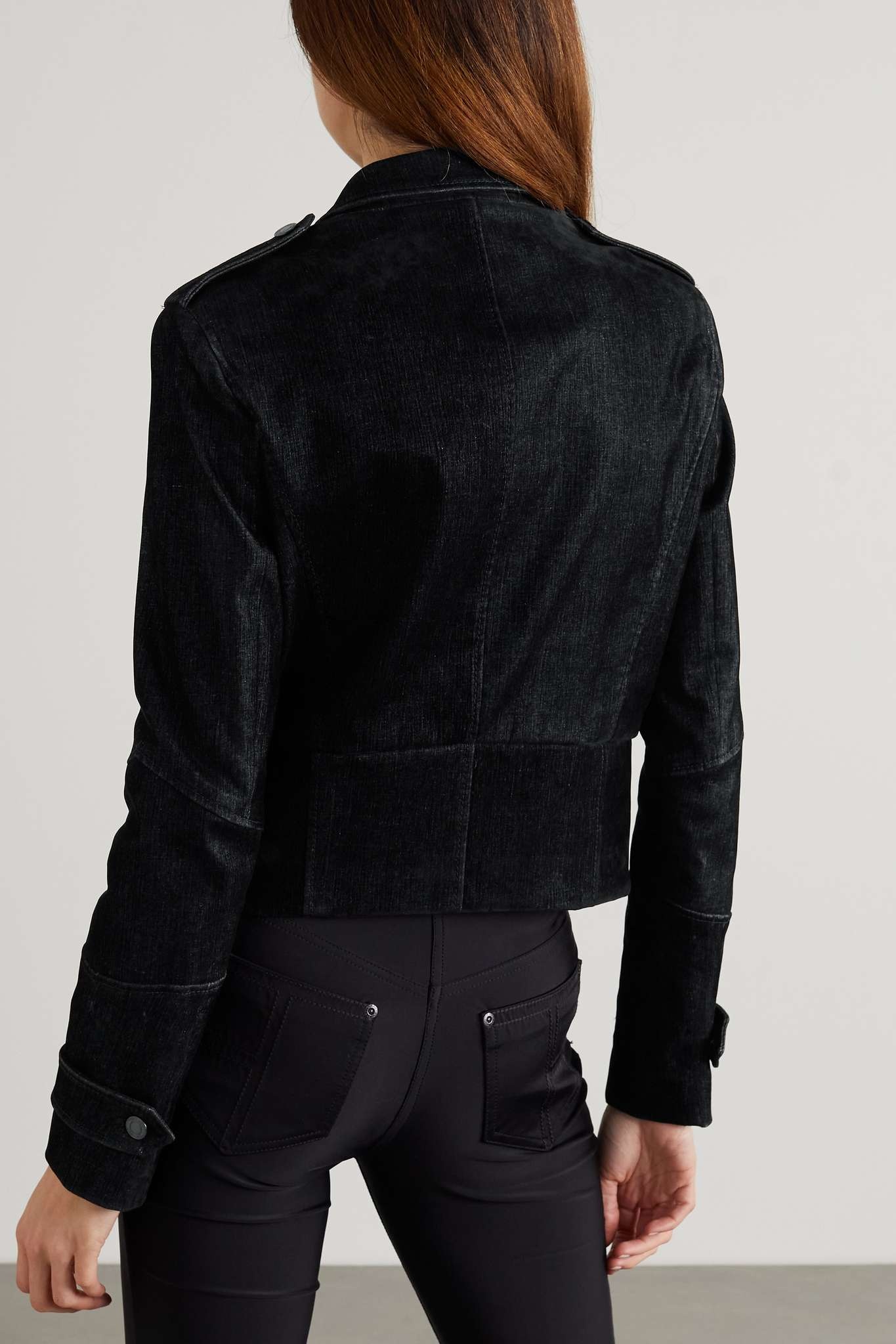 Cropped wool-blend velvet jacket - 4