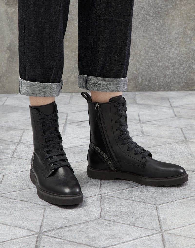 Brunello Cucinelli Calfskin boots with shiny contour outlook