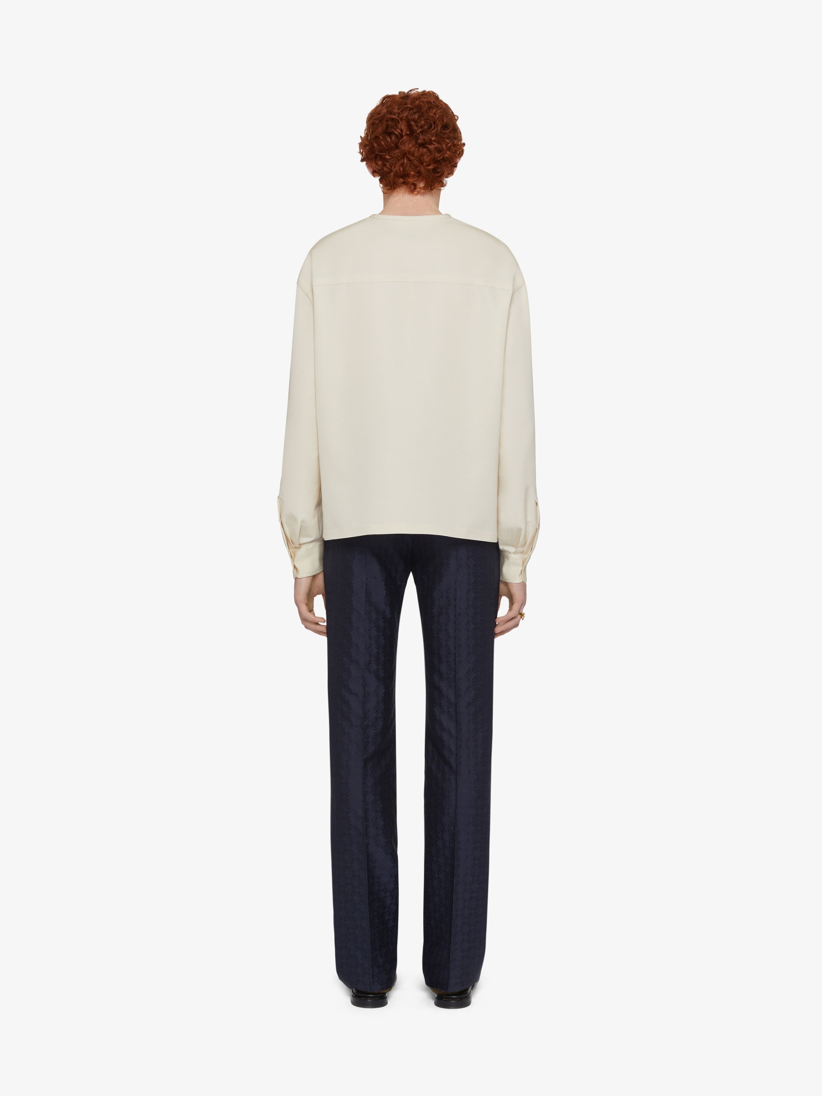 SLIM FIT PANTS IN MONOGRAM 72 WOOL AND SILK - 4