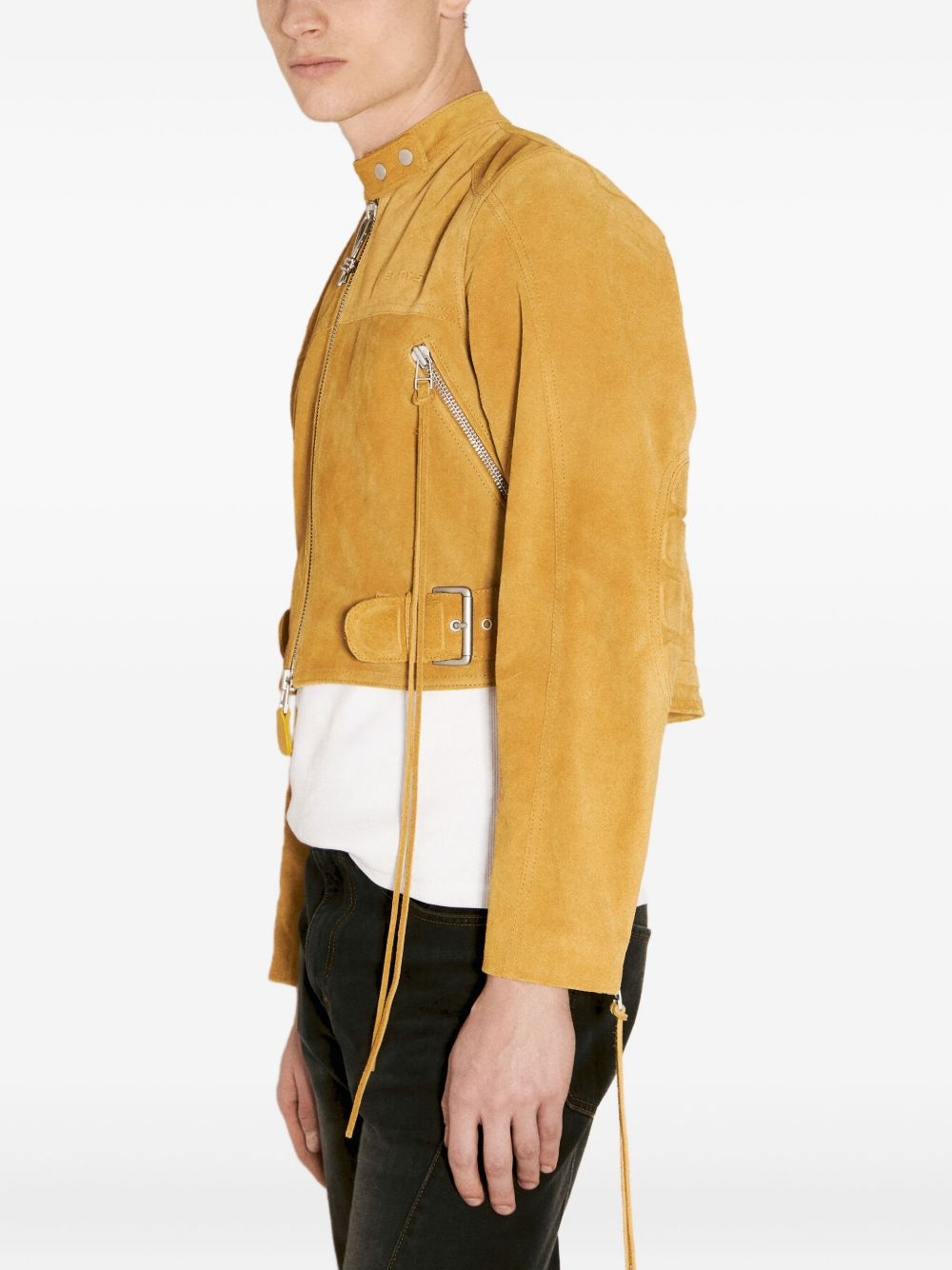croped suede jacket - 3