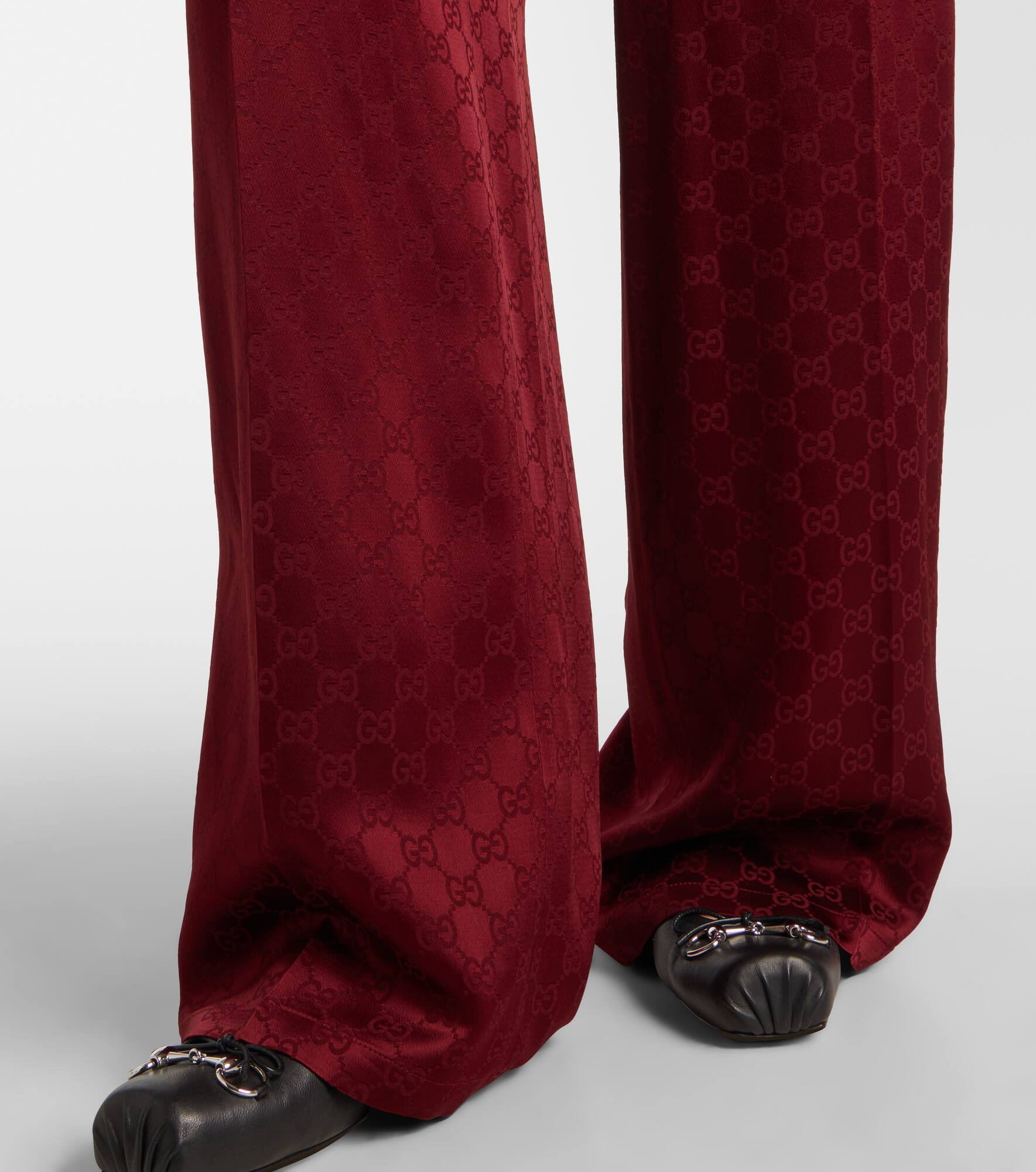 GG satin wide-leg pants - 5