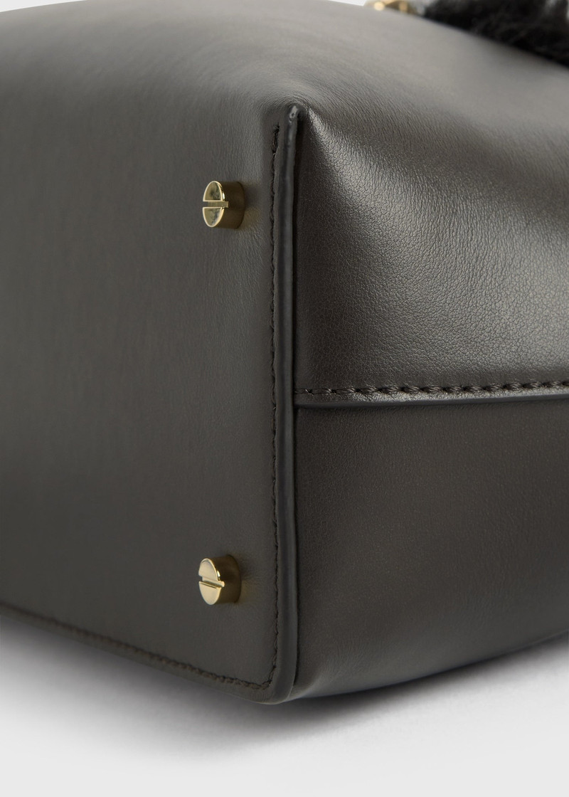 Shearling T-Lock clutch bark 7