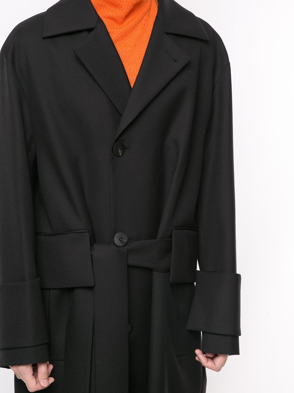 belted single-breasted coat - 5