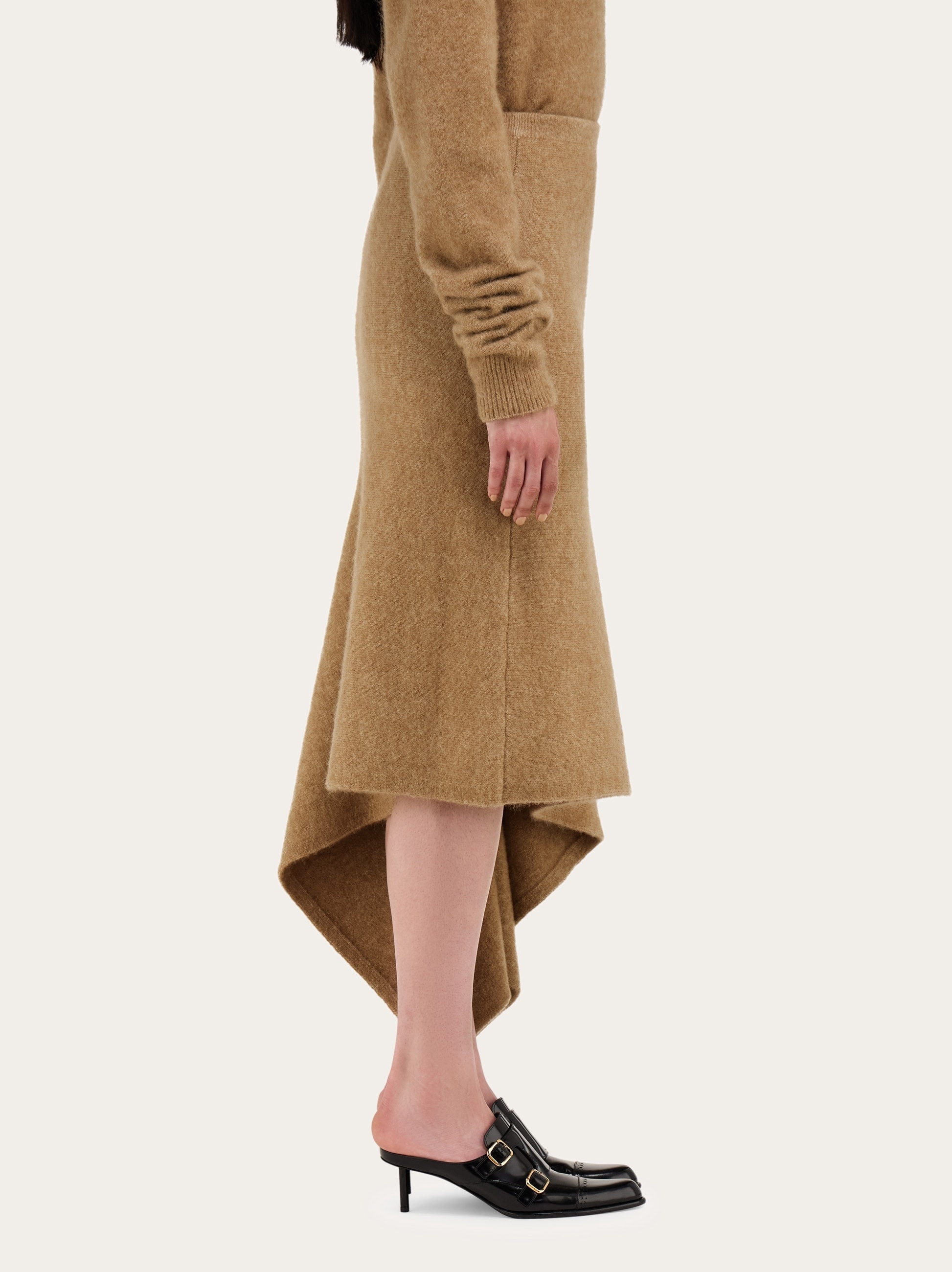 Asymmetric alpaca and silk blend skirt - 3
