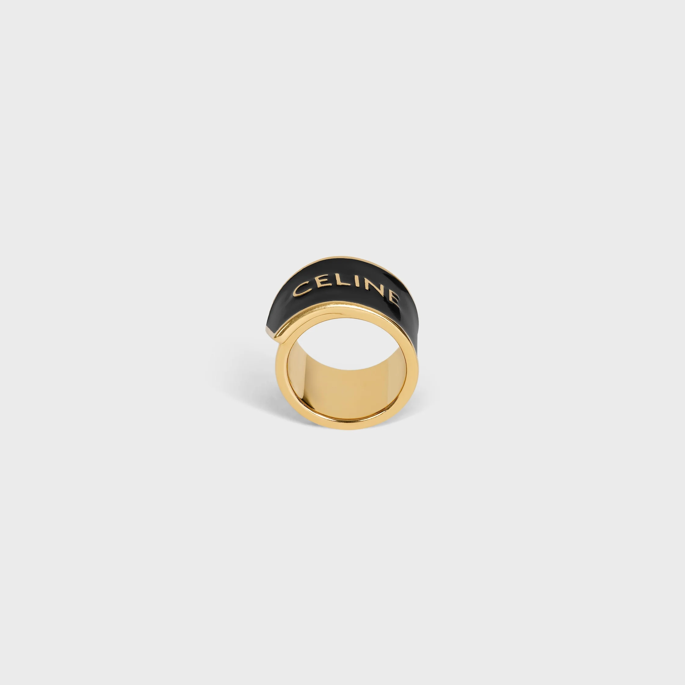 CELINE RIBBON LARGE RING IN ENAMEL AND BRASS WITH GOLD FINISH - 1