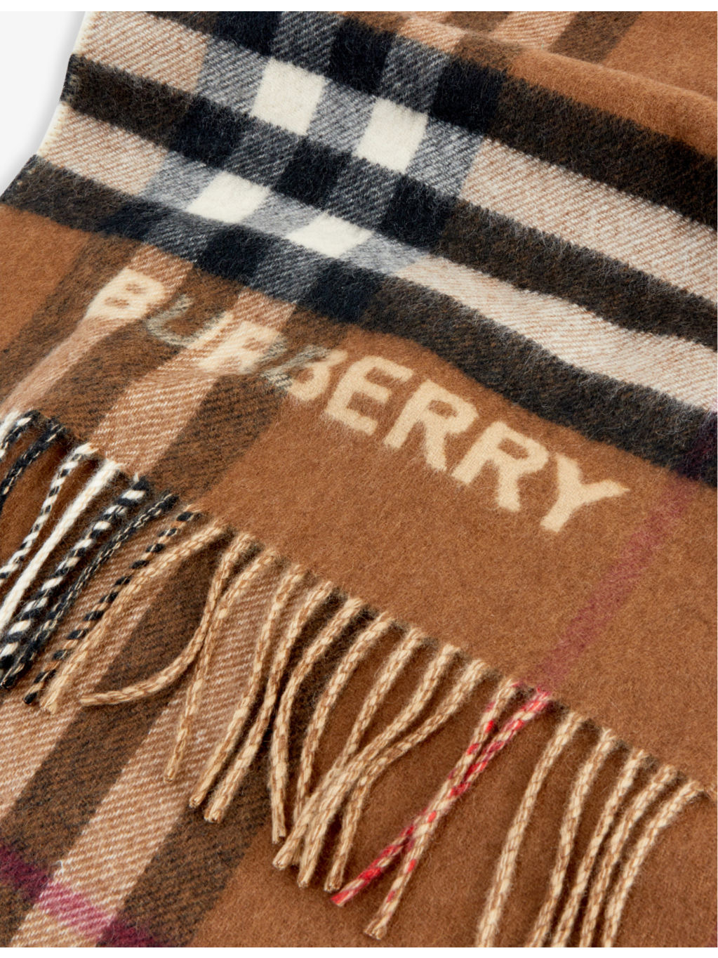Contrast check logo-embellished cashmere scarf - 2