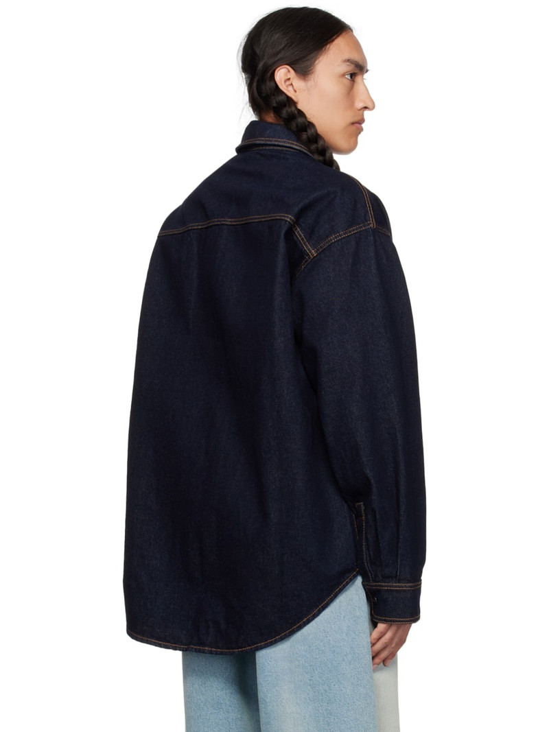 Navy Embroidered Denim Shirt 3