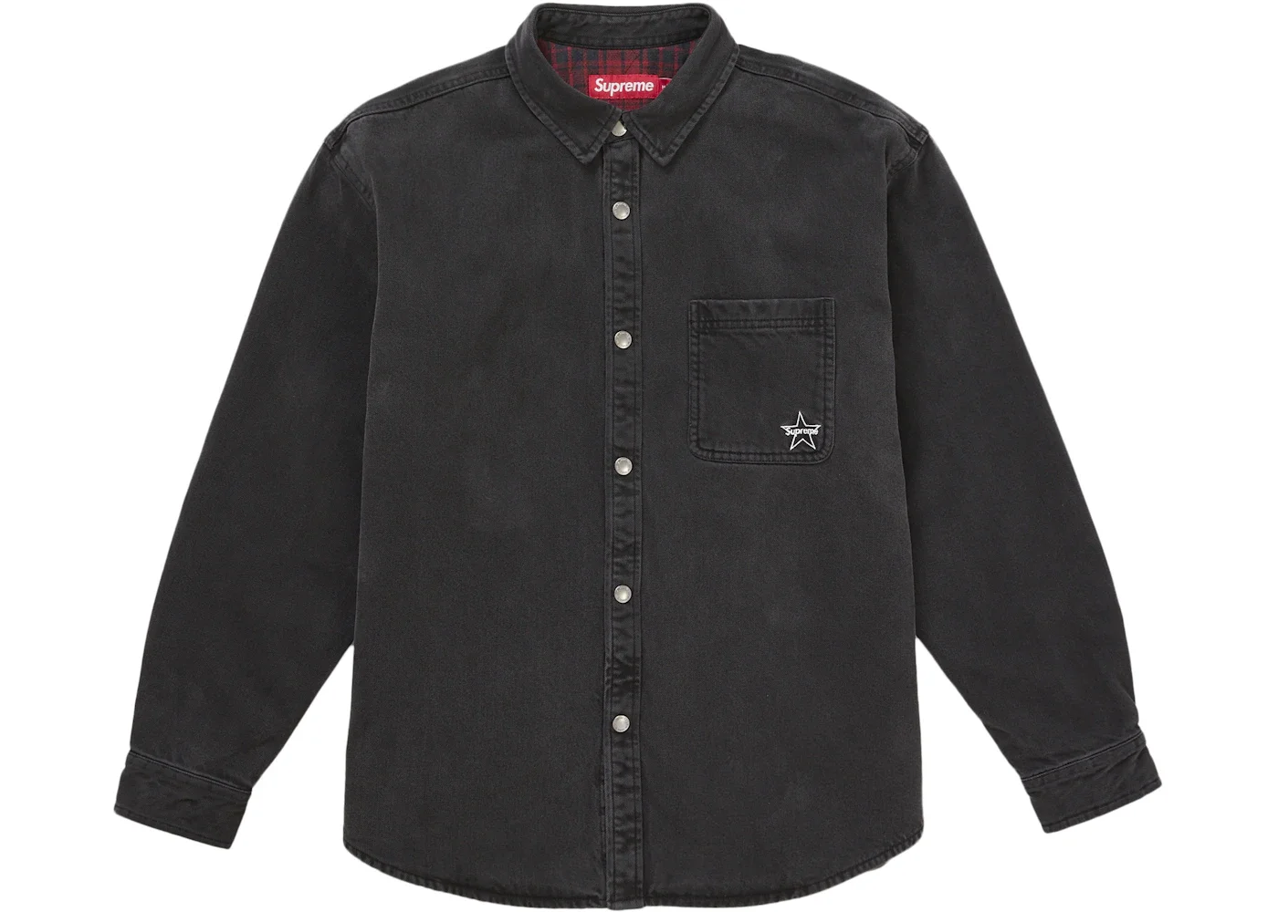 Supreme Quilted Lined Denim Snap Shirt Black - 1