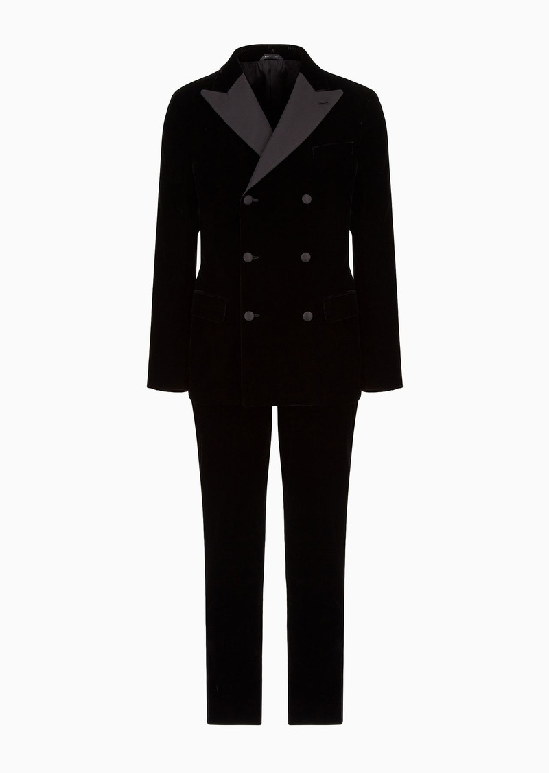 Madison line full-canvas velvet suit with a double-breasted jacket 1