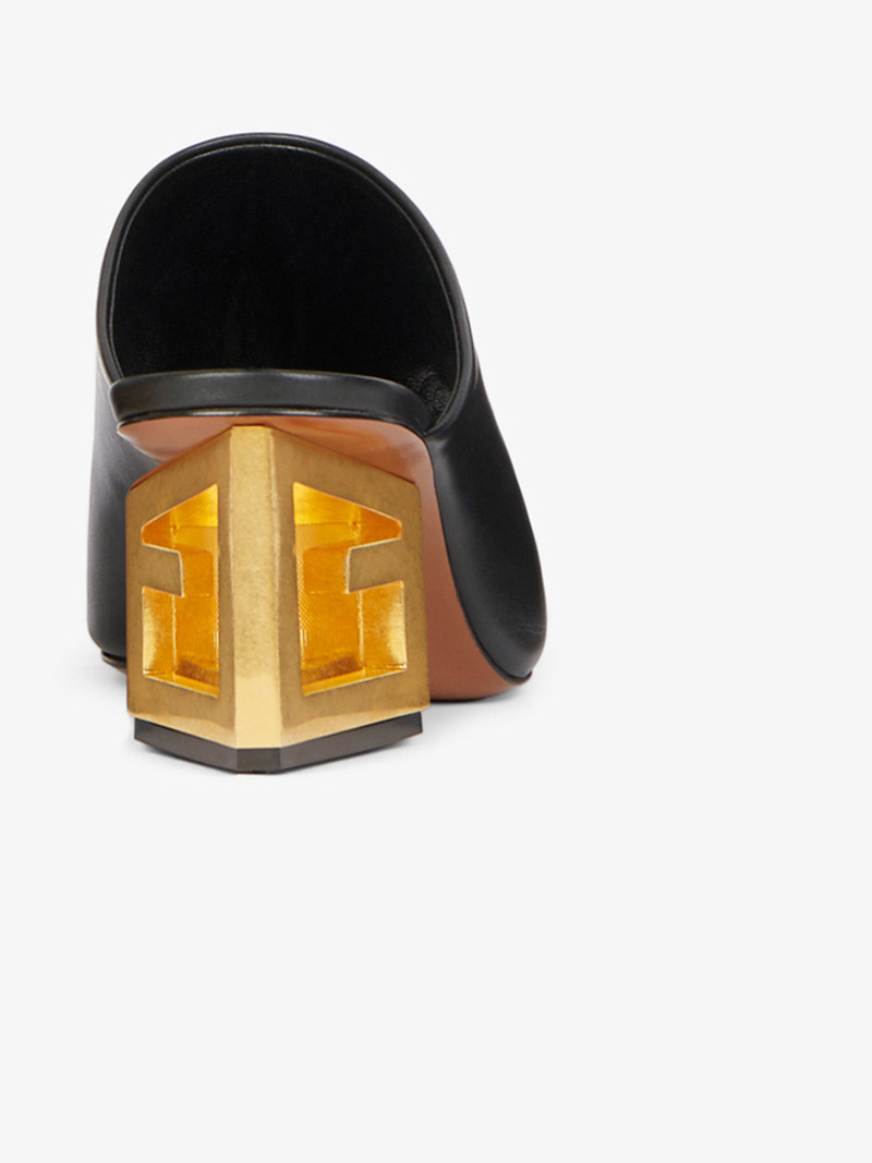 Mules in leather with triangular G heel 6