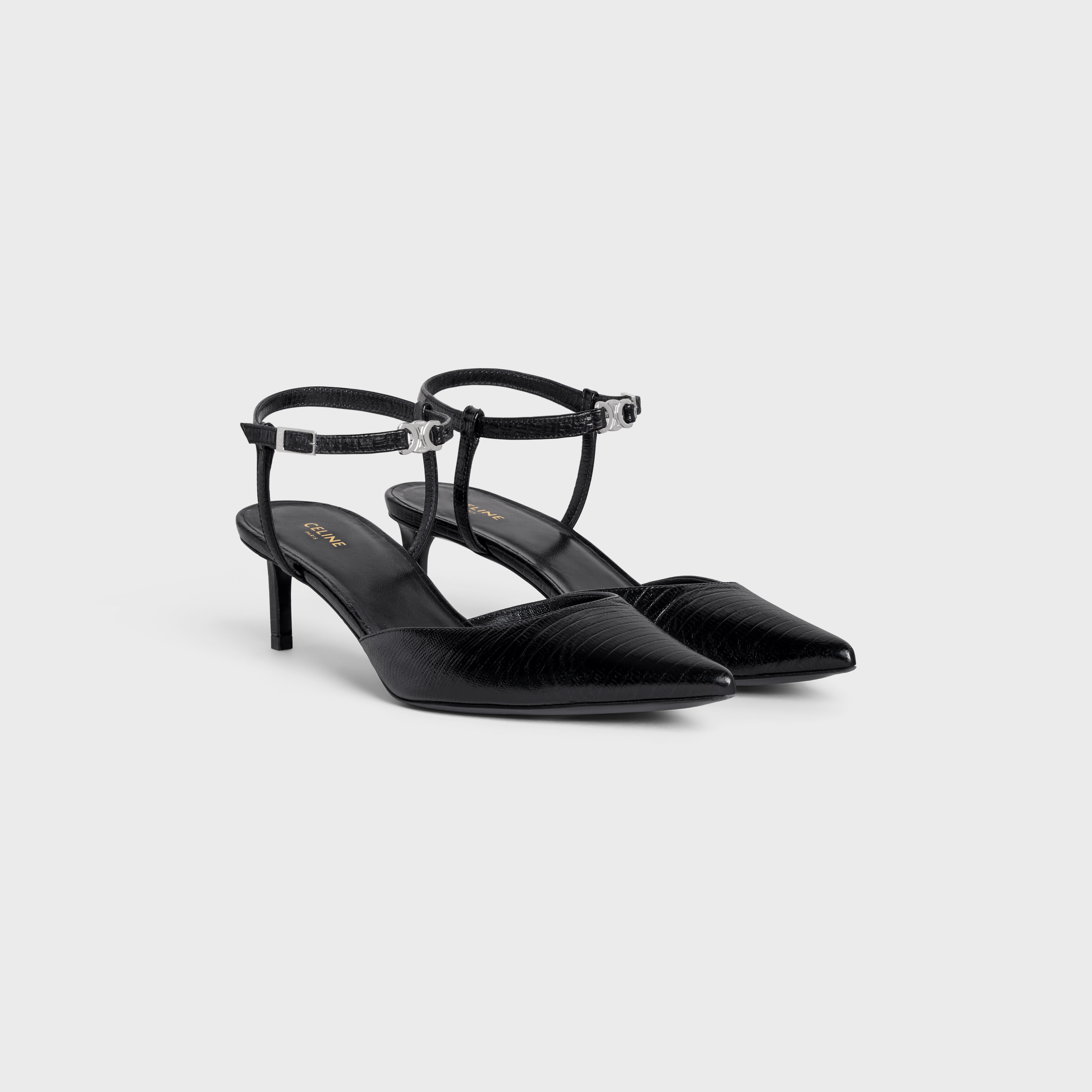 CELINE KITTEN TRIOMPHE STRAP PUMP in TEJUS STAMPED GOATSKIN - 2