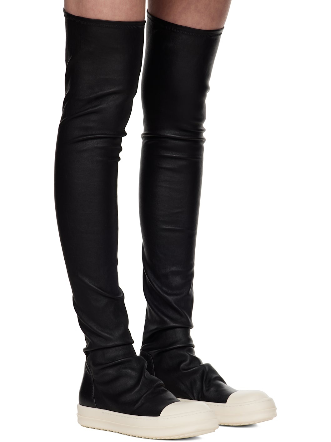 Black Hollywood Knee High Stocking Sneaks Tall Boots - 4