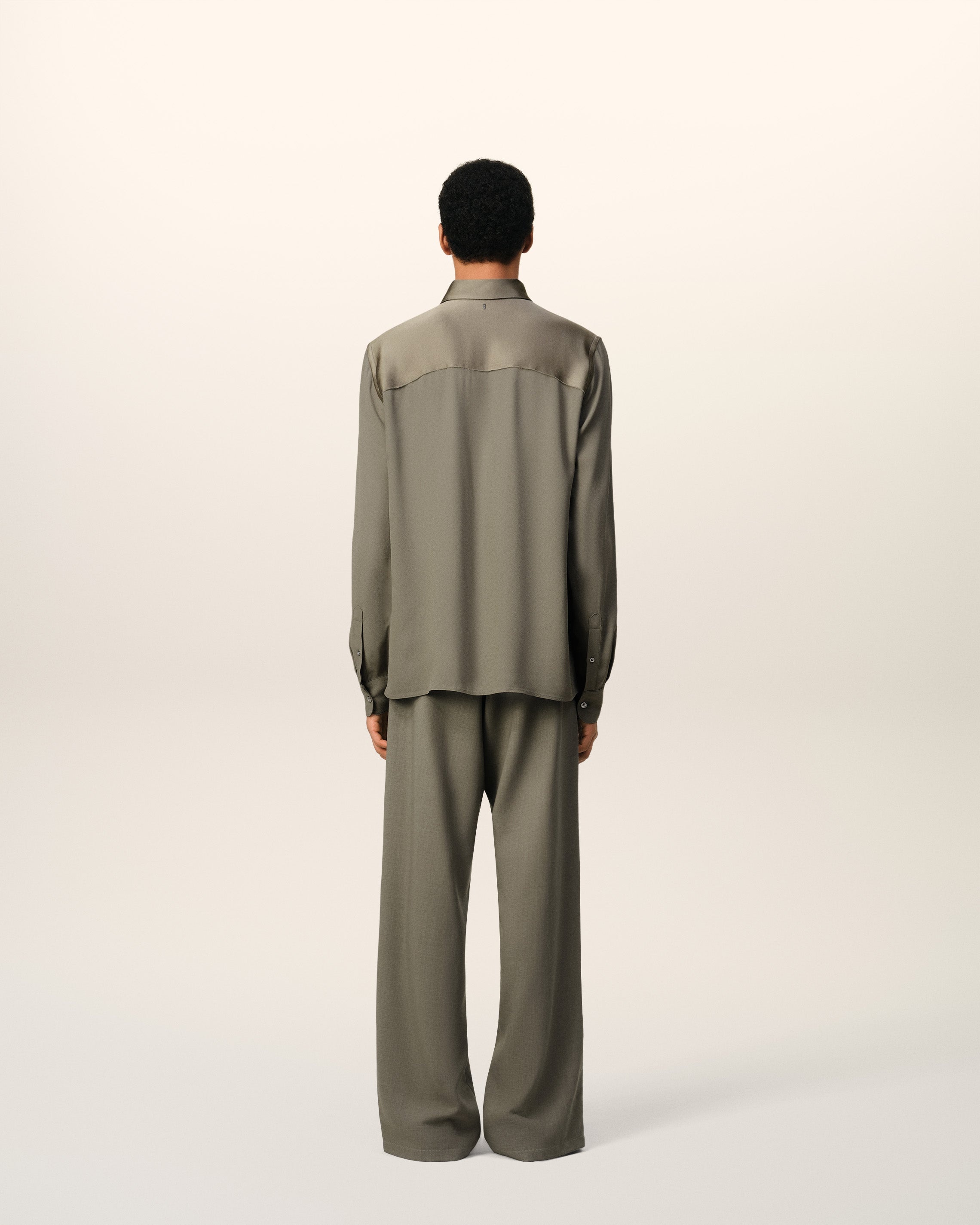 BEIGE CONTRASTED TOP LONG SLEEVE SHIRT - 5