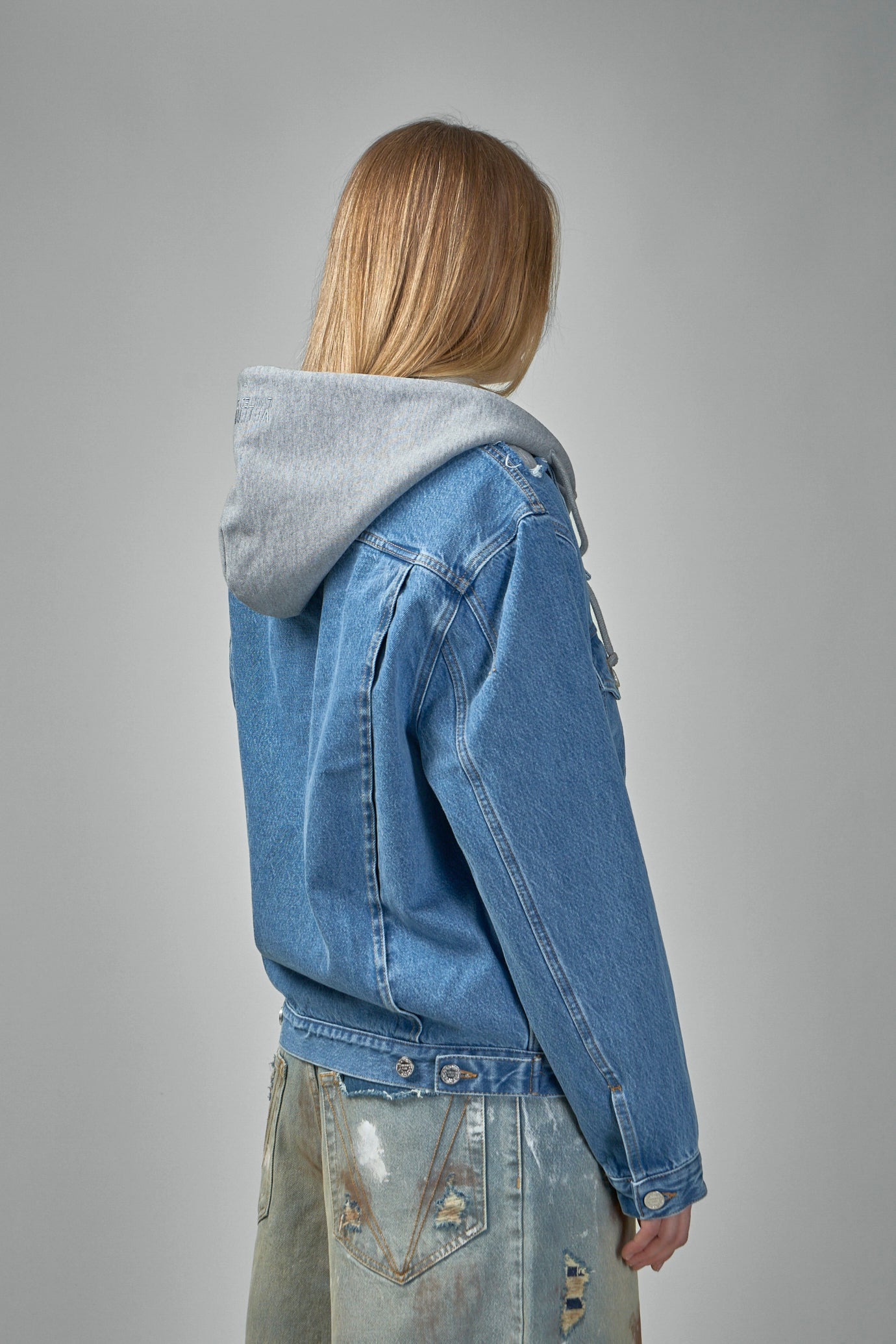 Deconstructed Hooded Denim Jacket - 3