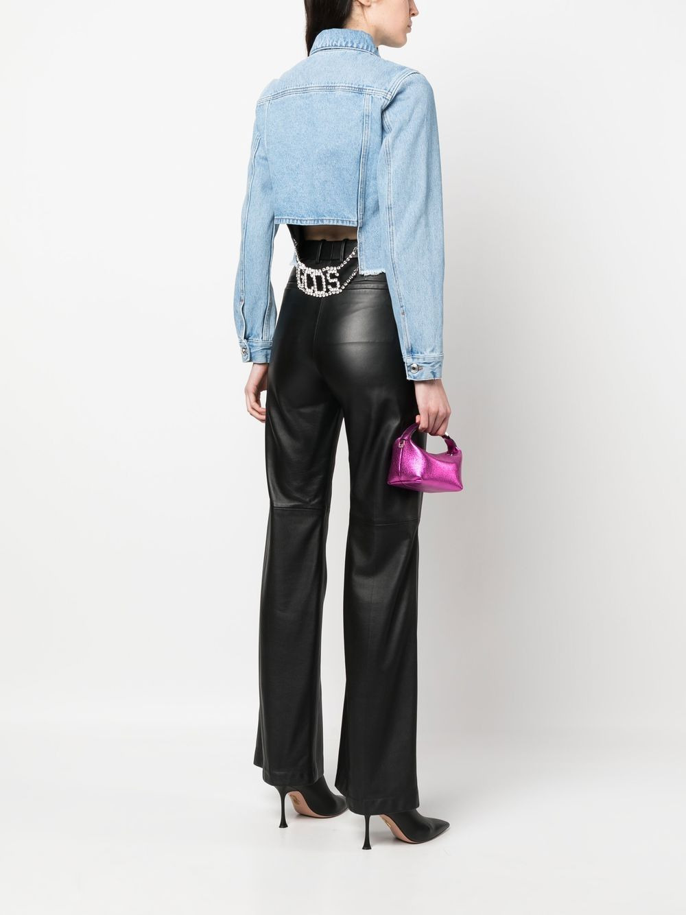 logo-plaque cropped denim jacket - 2