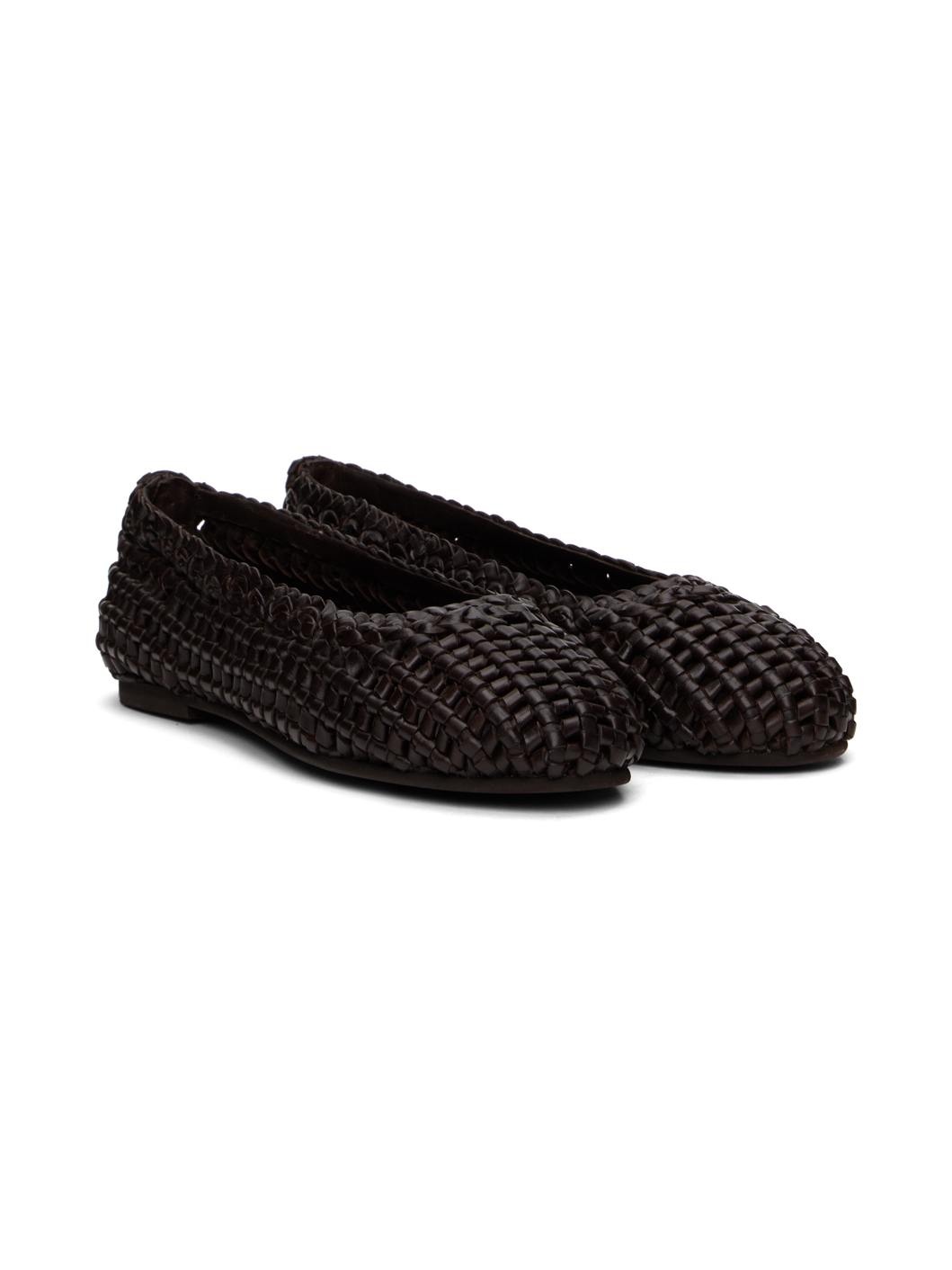 Brown Macrame Mesh Ballerina Flats - 4