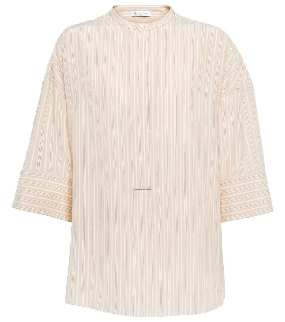 Lindsie striped silk crêpe shirt - 1