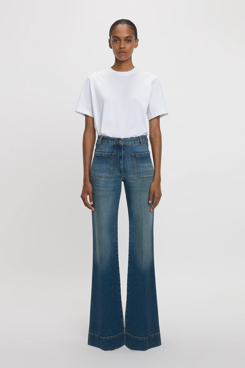 Victoria Beckham Alina High Waisted Jean In Mid Blue outlook