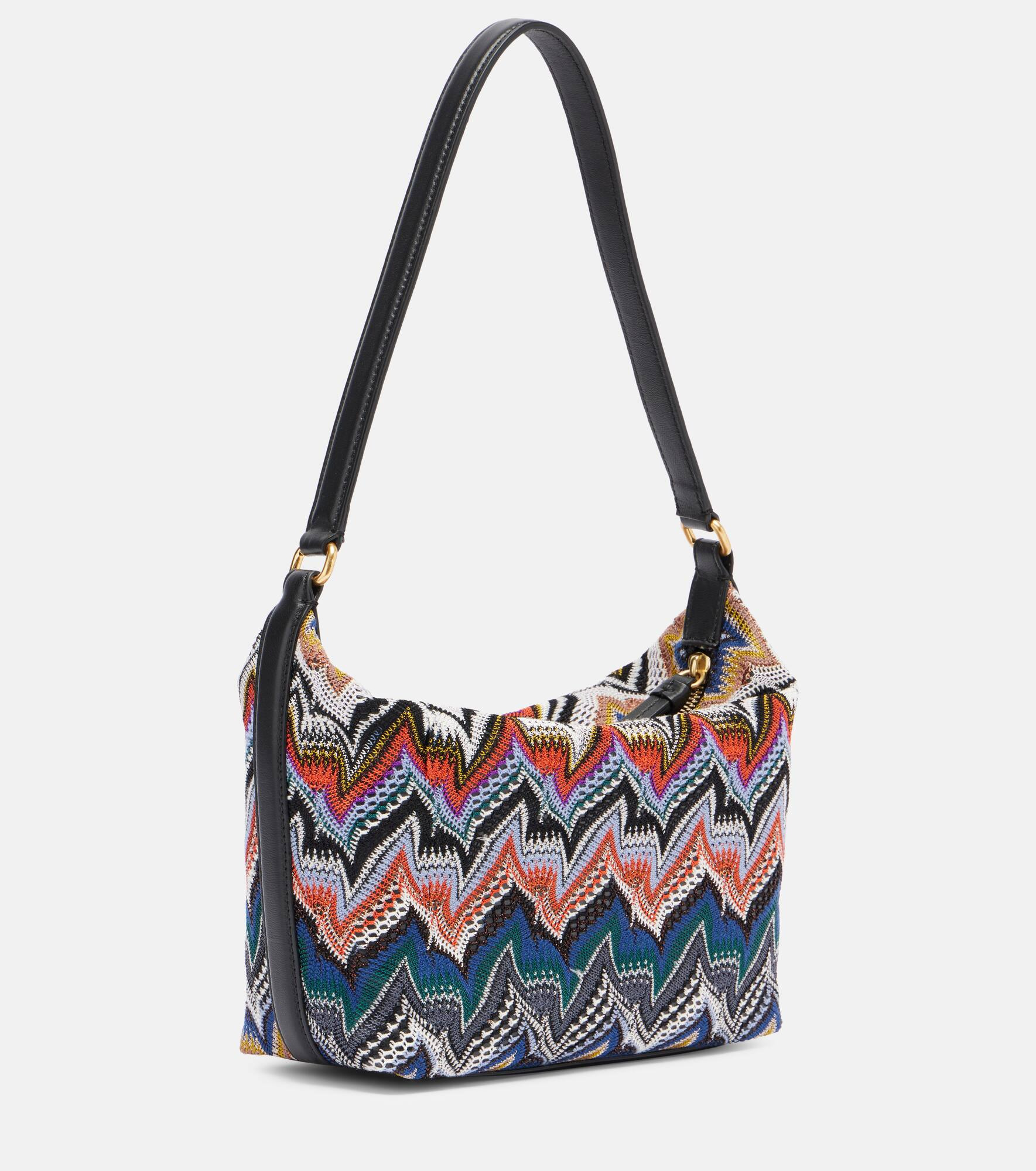 Zigzag leather-trimmed shoulder bag - 4
