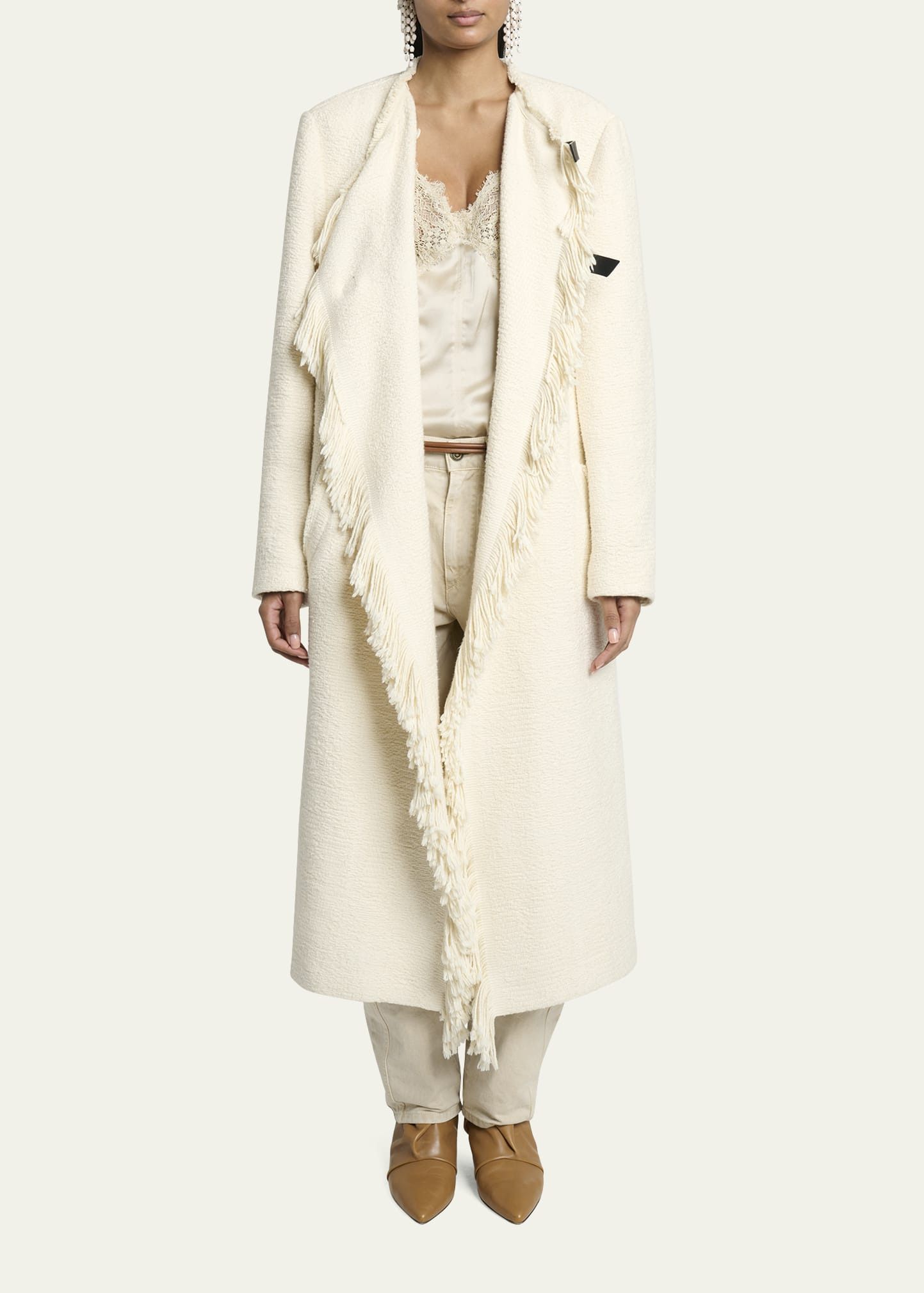 Gameia Long Fringe-Trim Linen Coat - 2