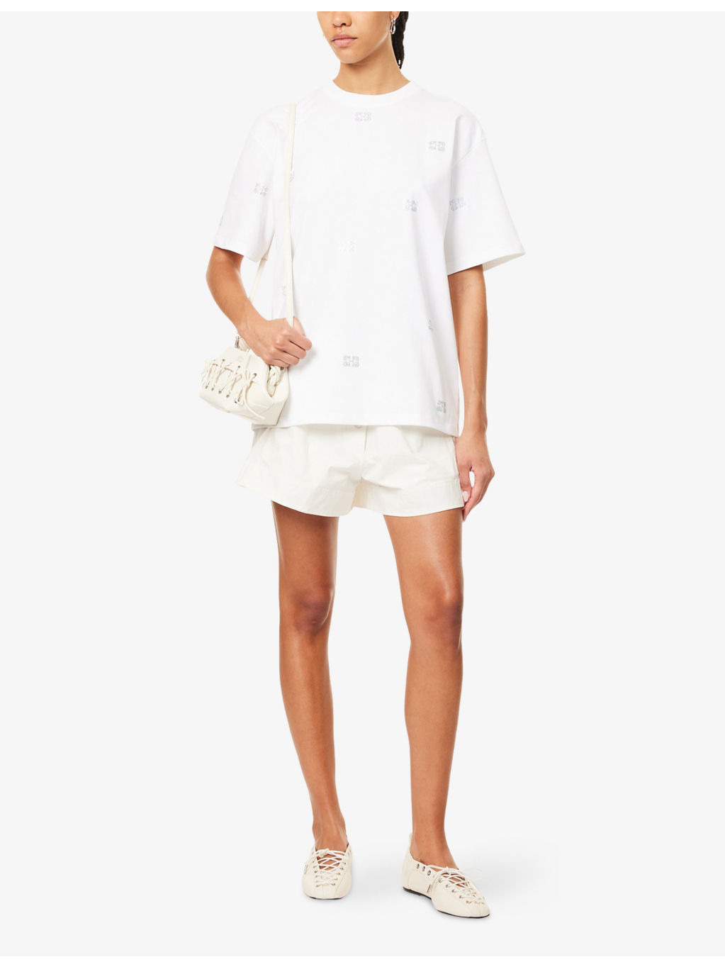 Rhinestone-Embellished Cotton T-Shirt - 2