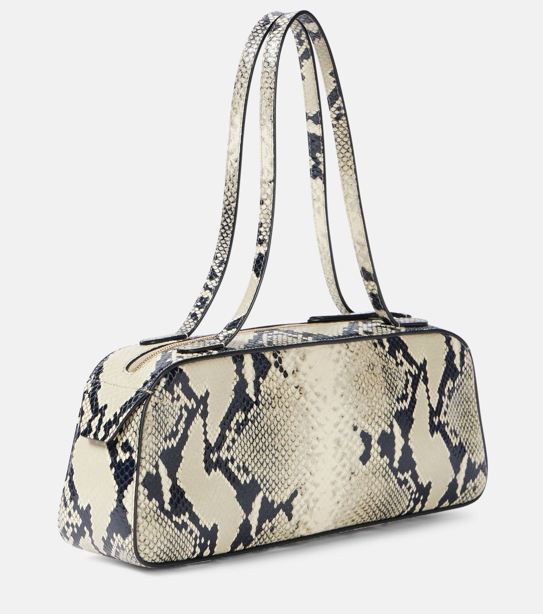 Simona snake-effect leather shoulder bag - 4