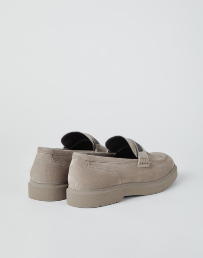 Brunello Cucinelli Suede penny loafer with monili outlook