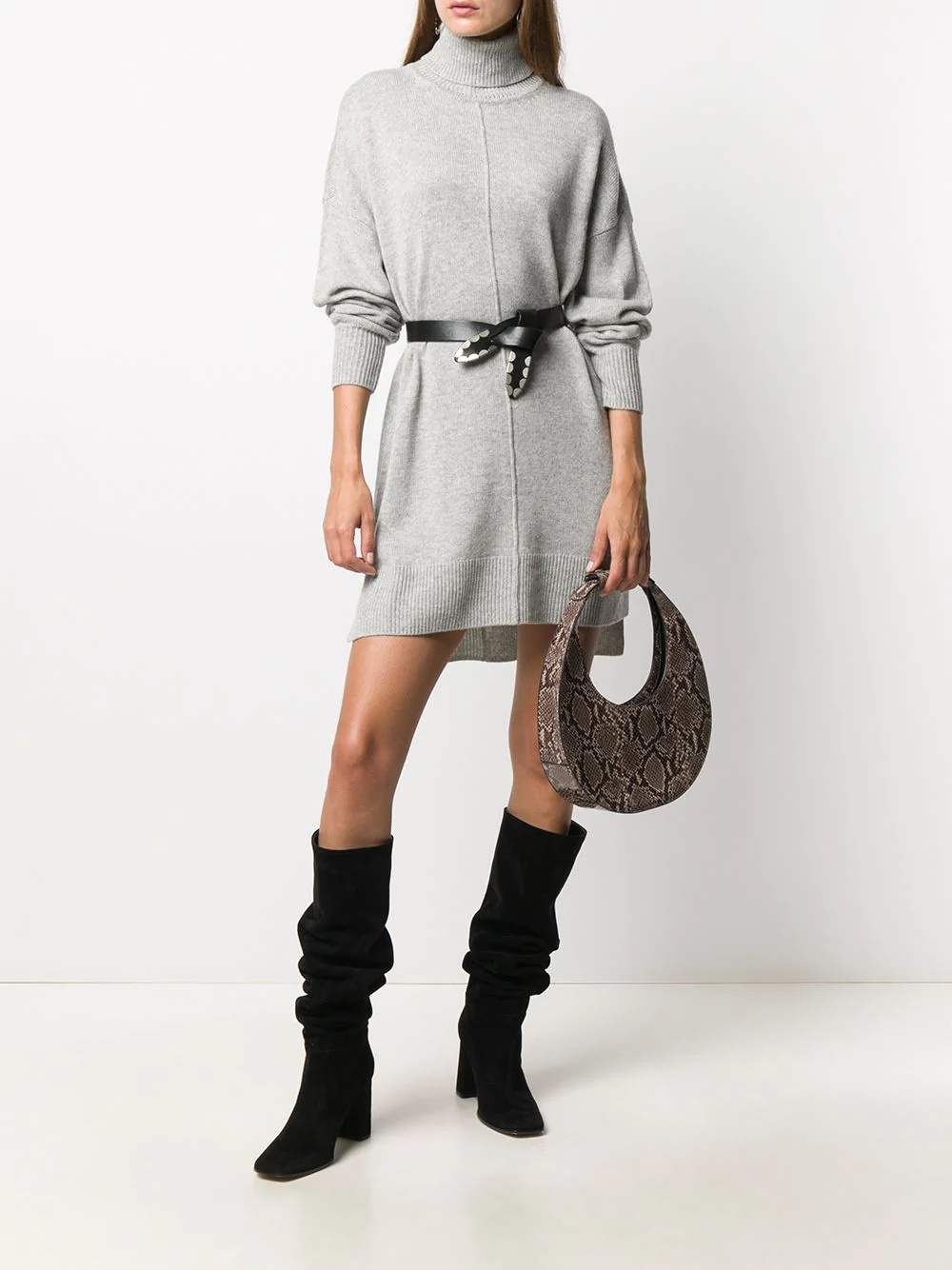 oversized roll-neck knitted dress - 2