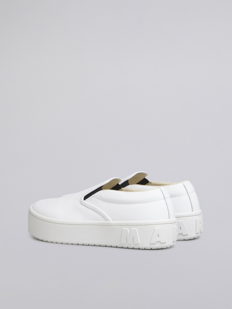 WHITE LEATHER SLIP-ON SNEAKER WITH MAXI LOGO 3
