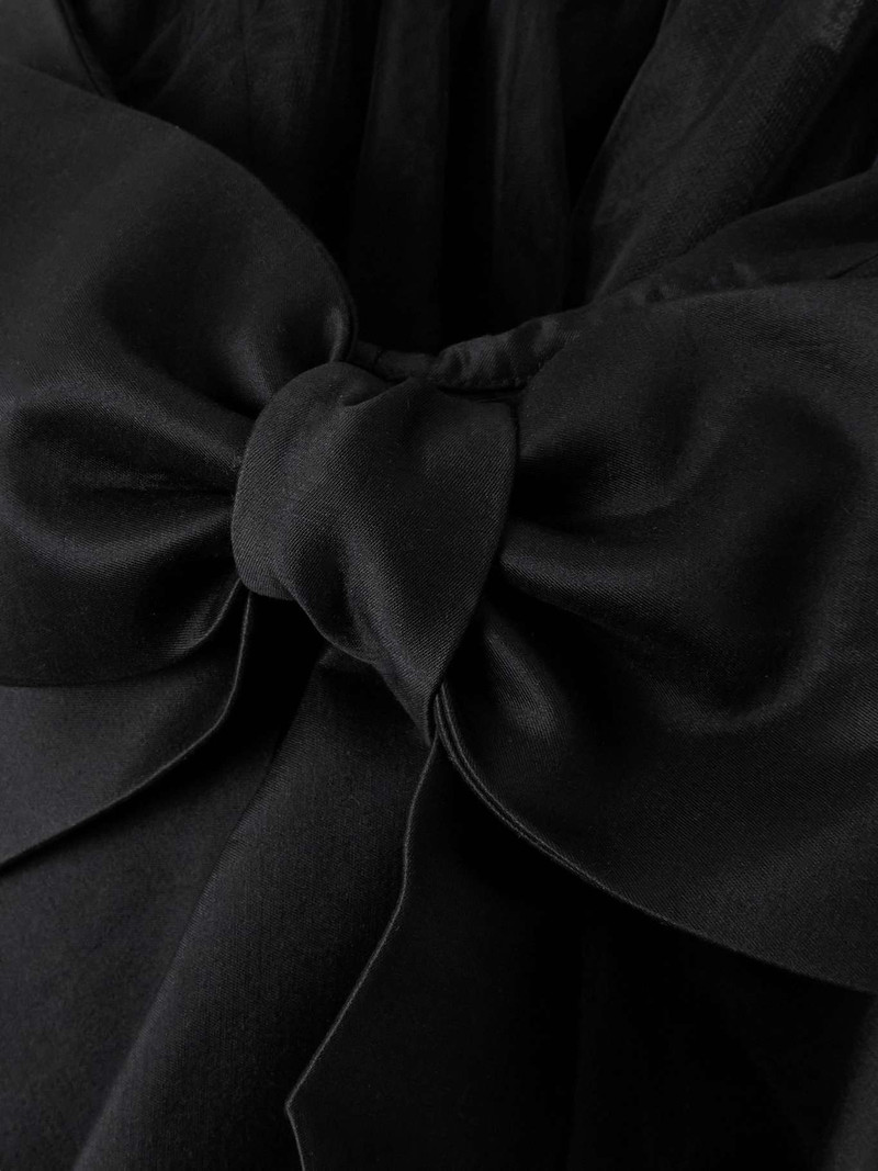 Bow-embellished wool and silk-blend twill midi skirt Black 4
