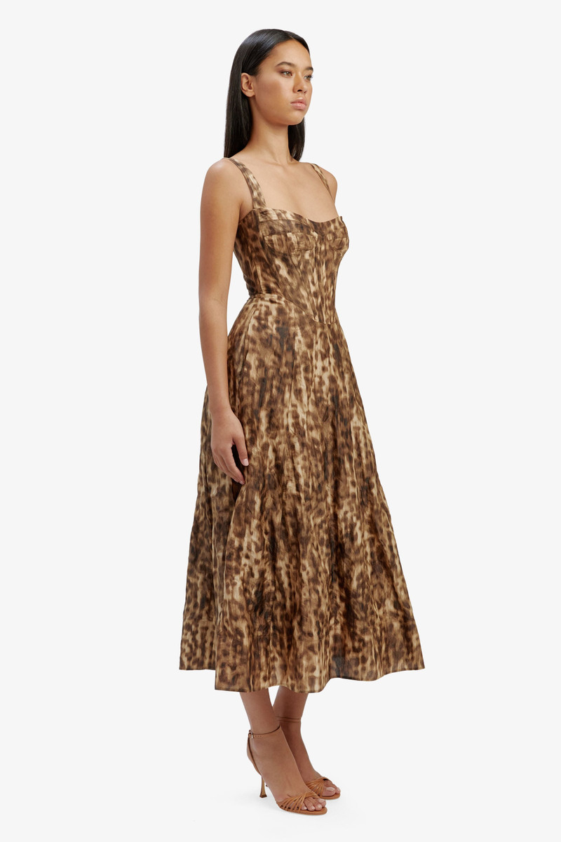 Lilah Corset Midi Dress In Leopard 6