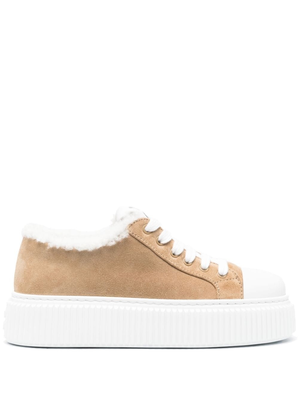 Miu Miu shearling-lined suede sneakers farfetch REVERSIBLE