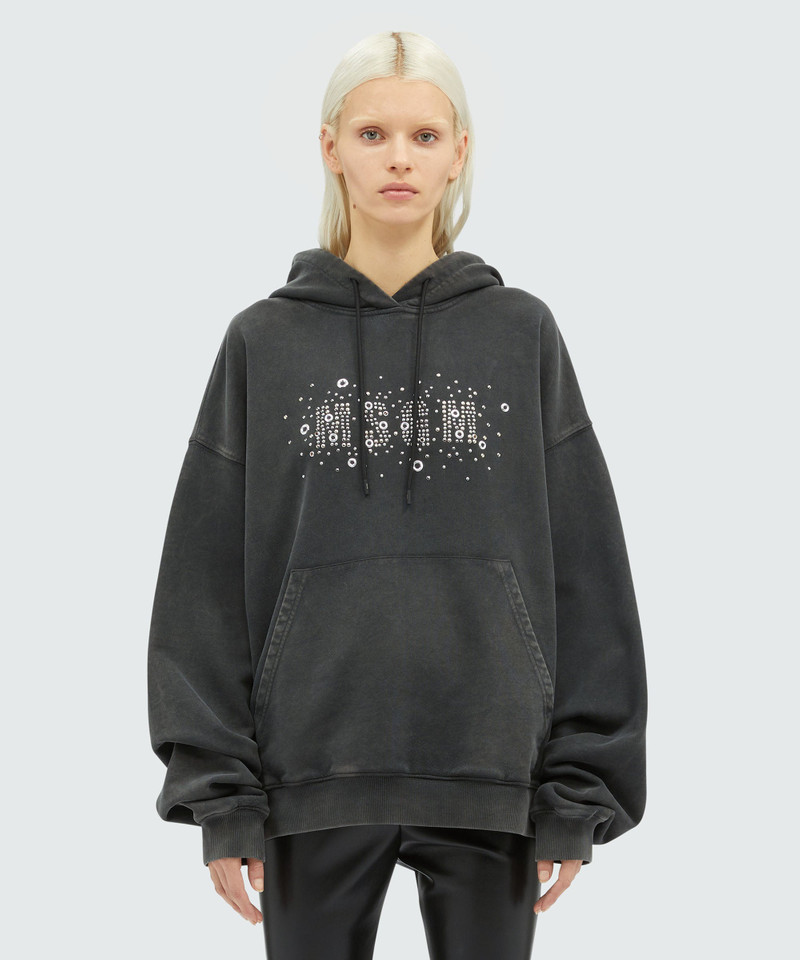 MSGM Pre-washed jersey sweatshirt with studded logo outlook