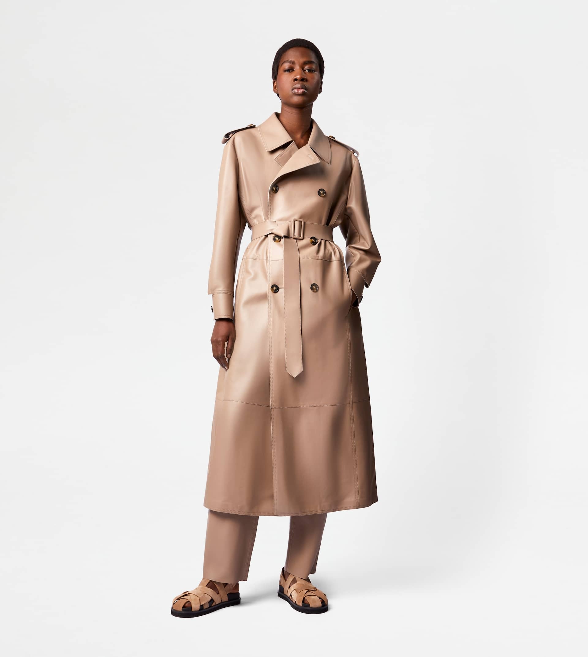 TRENCH COAT IN LEATHER - BROWN - 2