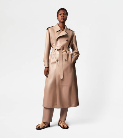 Tod's TRENCH COAT IN LEATHER - BROWN outlook