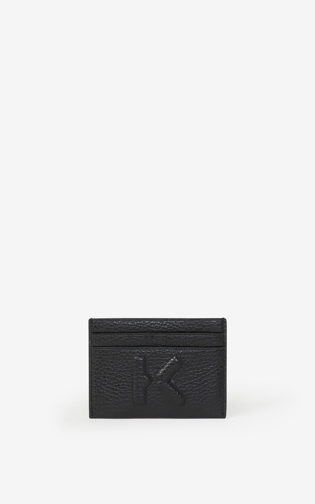 KENZO Imprint grained leather cardholder - 1