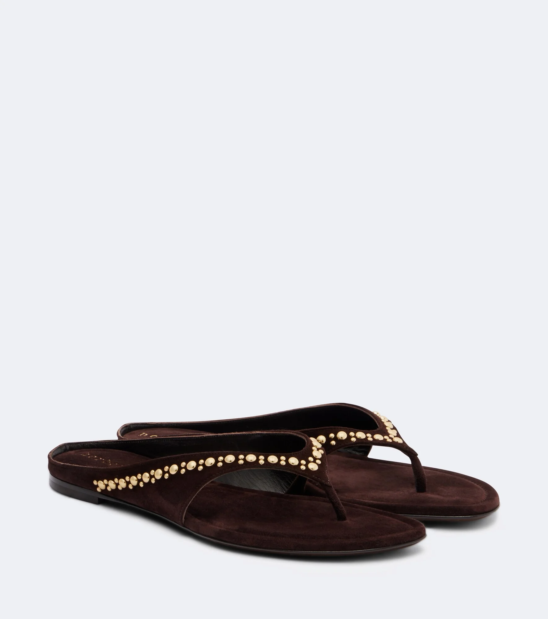 Sun-kissed embellished suede thong sandals - 1