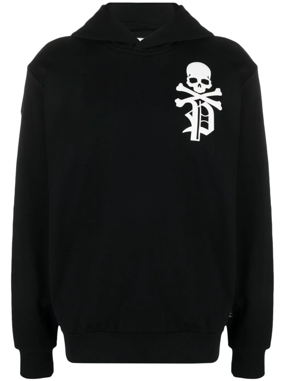 Gothic Plein logo-flocked cotton hoodie - 1