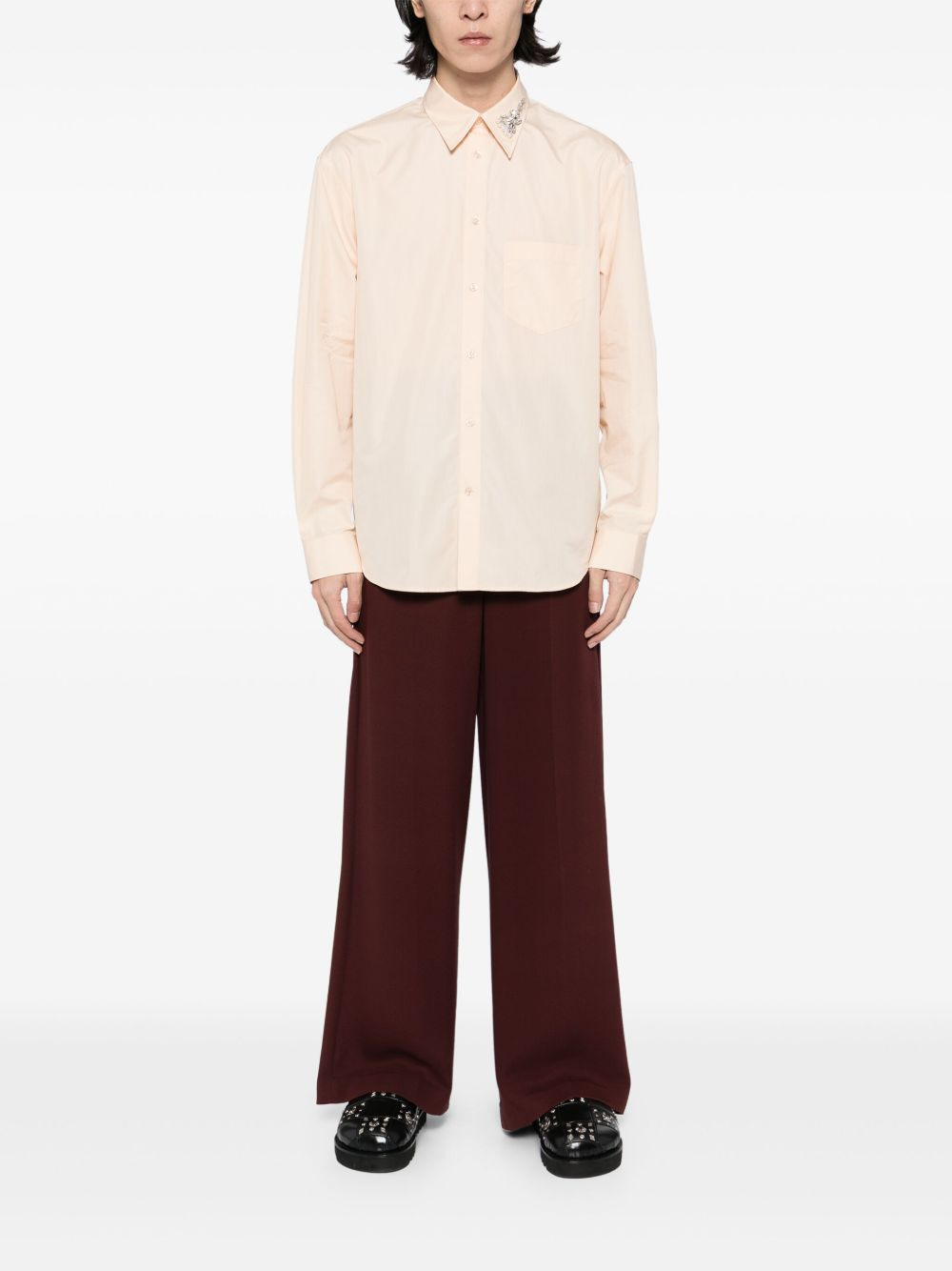 Embellished Flower Classic Shirt - 2