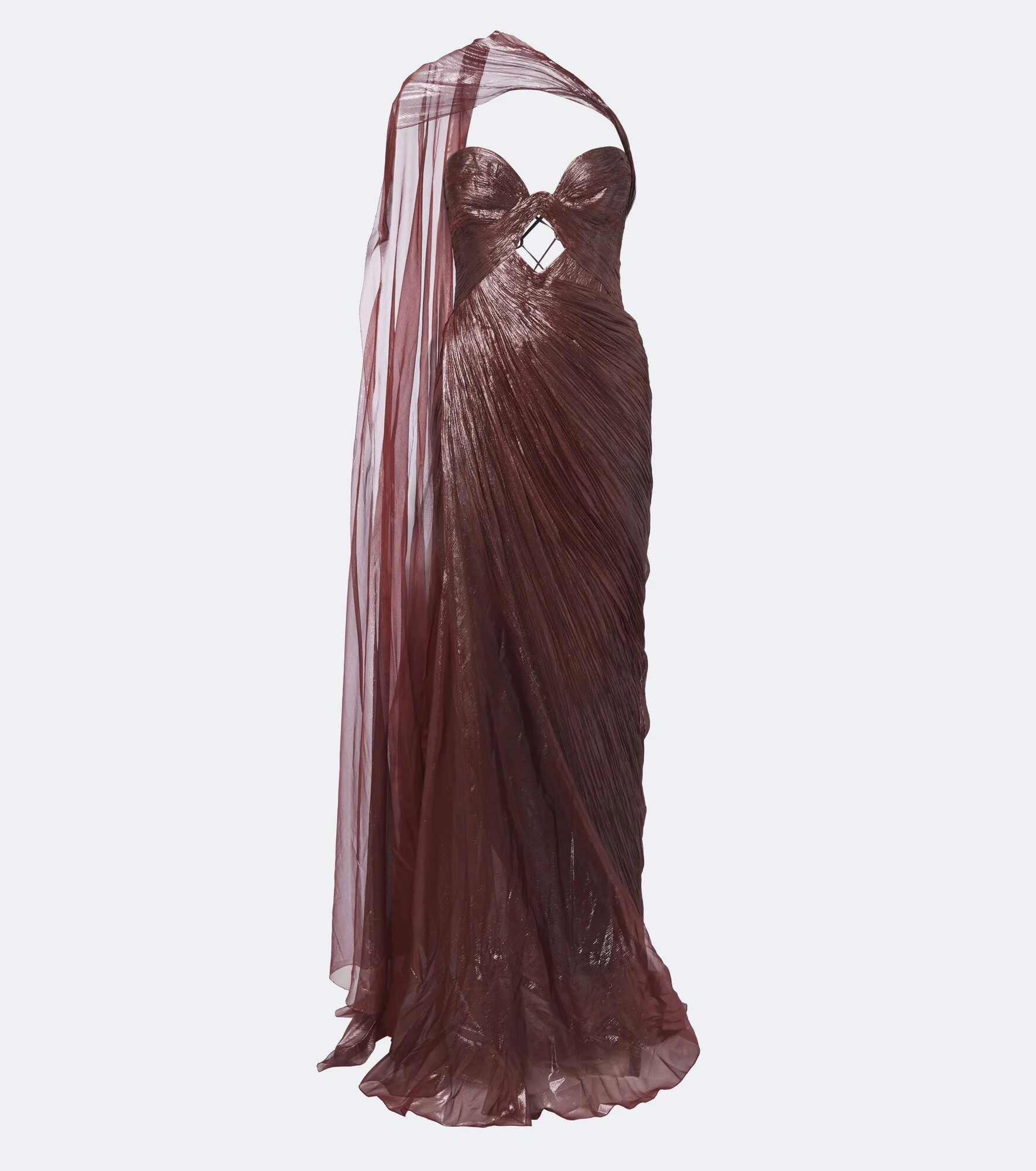 Zephyra scarf-detail silk bustier gown - 1
