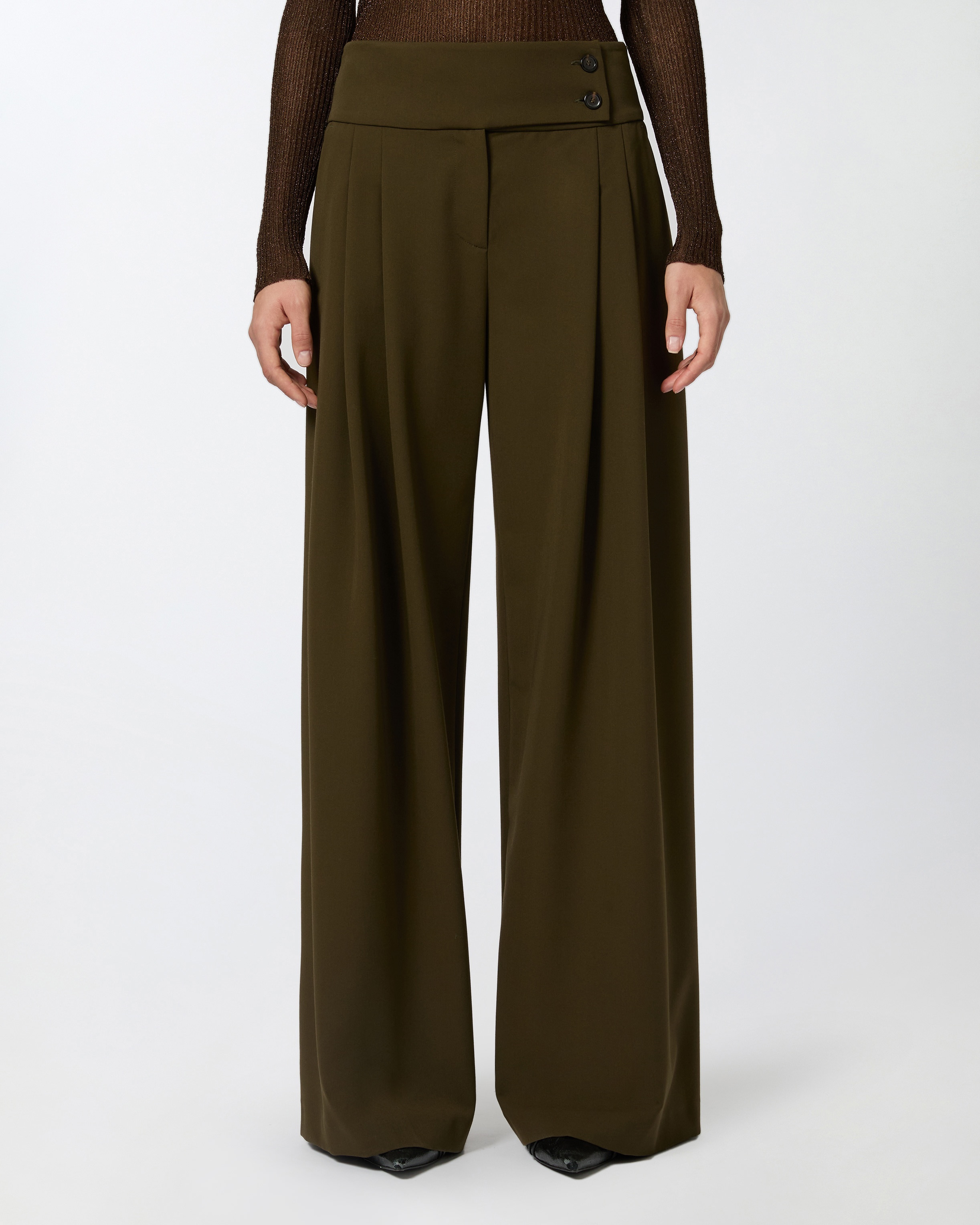 ELEGANT WIDE-LEG TROUSERS WITH DARTS - 3