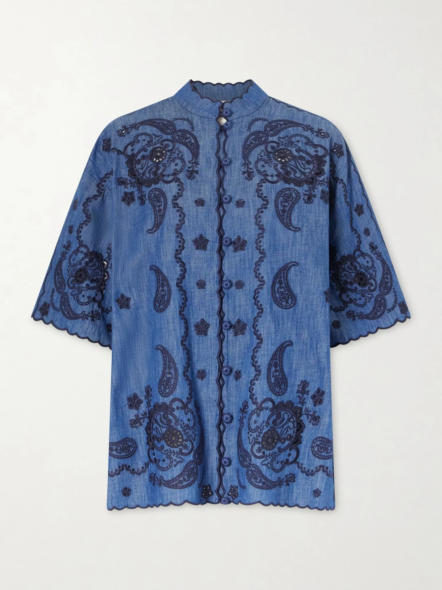 Aster embroidered denim shirt Blue - 1